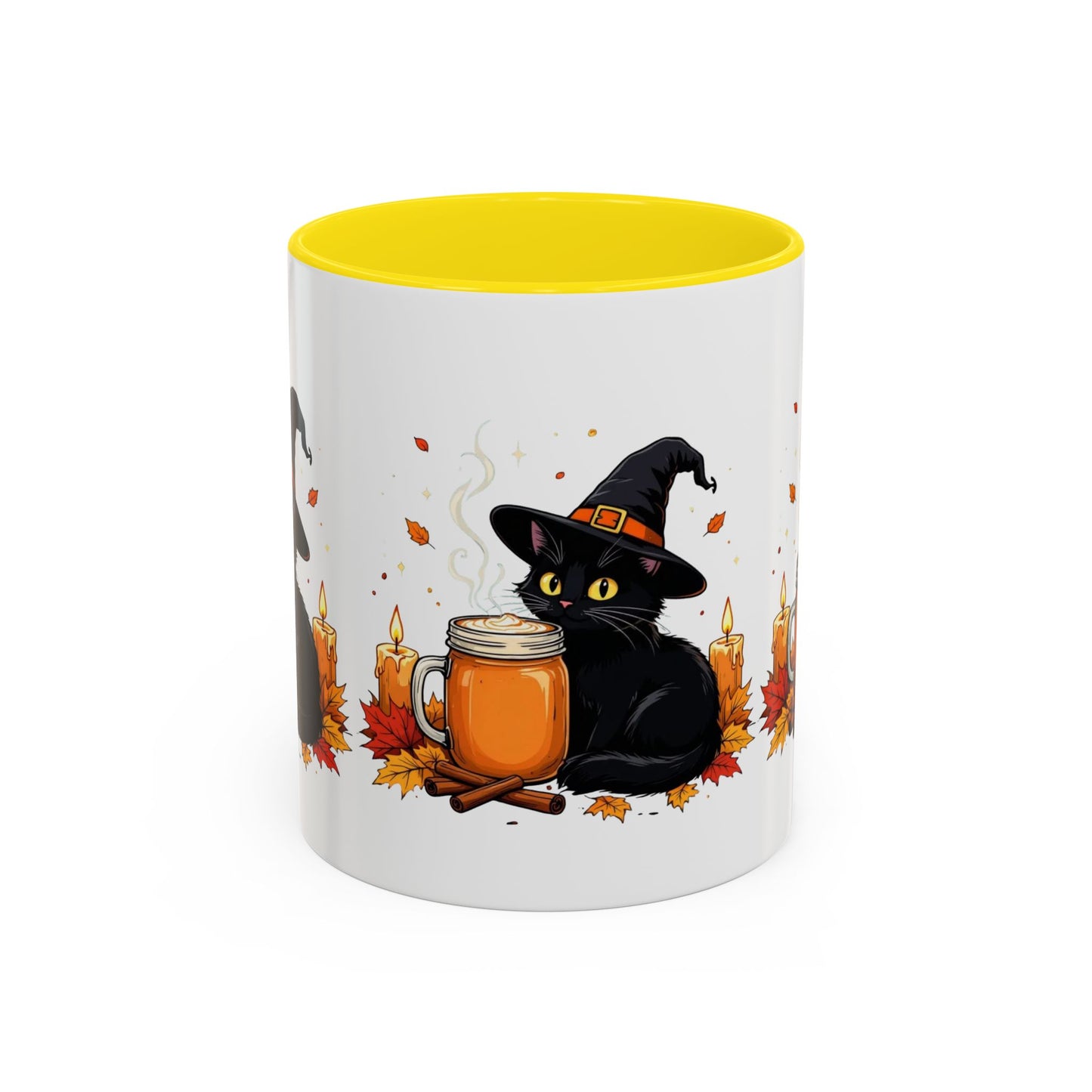 Halloween Cat Coffee Mug, Spooky Hot Drink Cup, Witch Themed Coffee Mug, Autumn Decor Gift, Cat Lover Mug