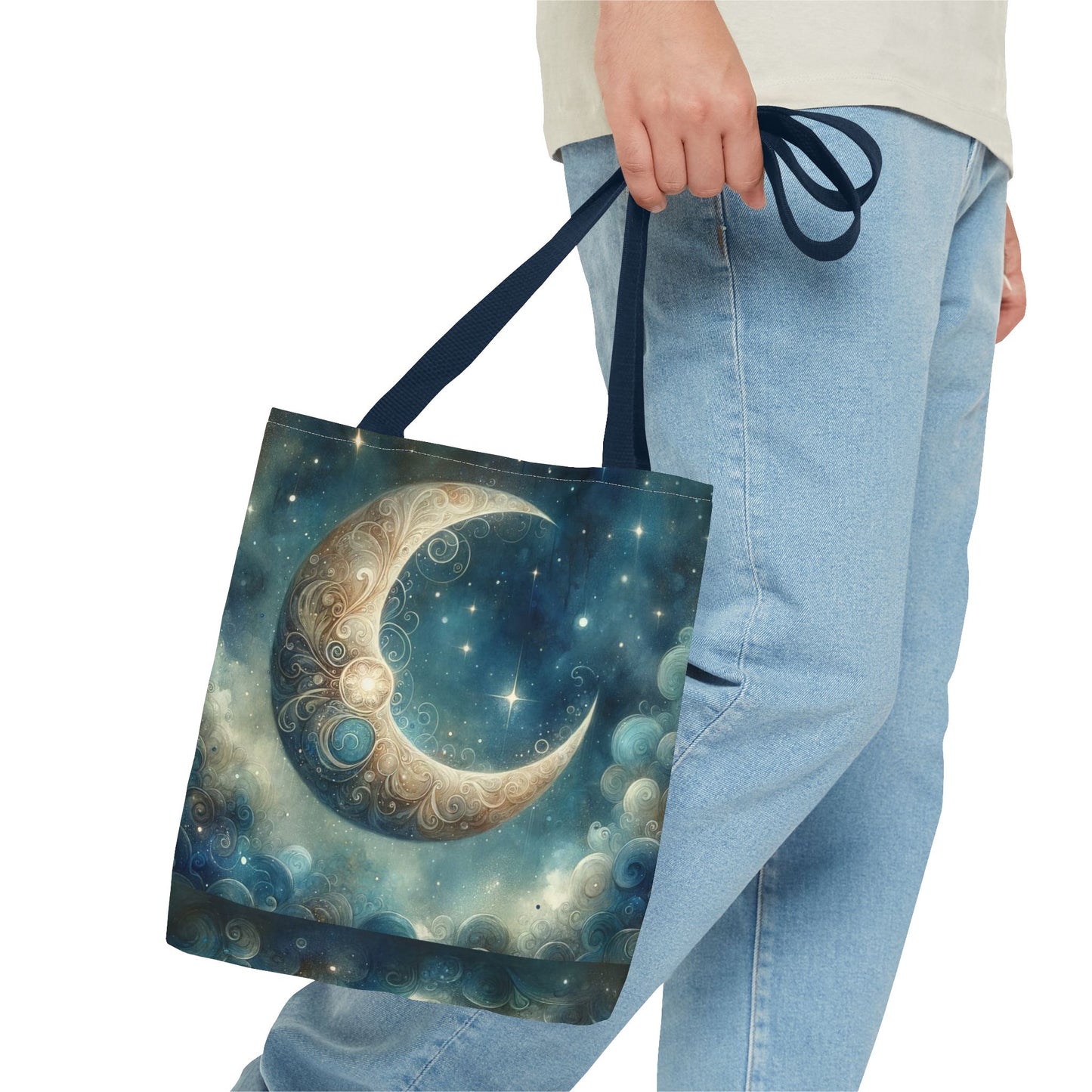 Cosmic Moon Tote Bag, Celestial Shopper Bag, Astrology Gift, Starry Night Tote, Boho Chic Bag, Eco-Friendly Carryall