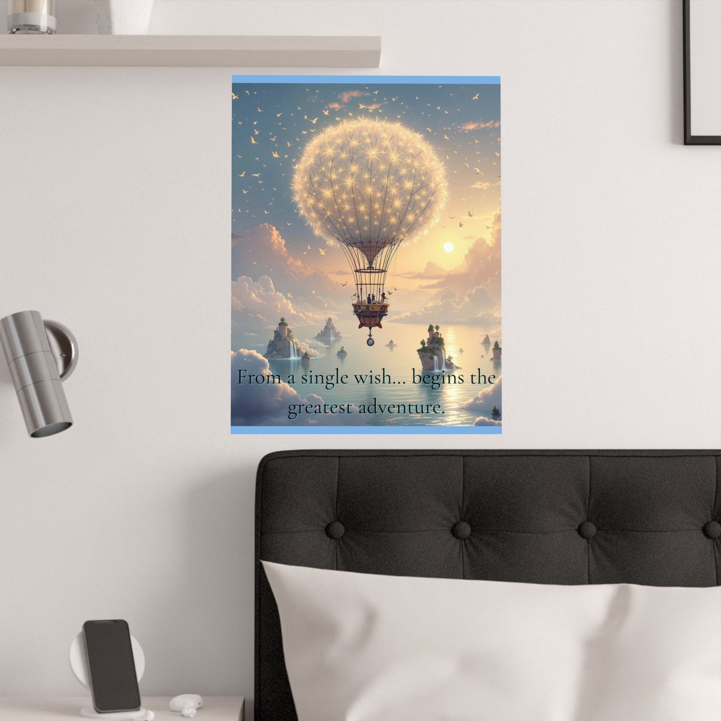 Satin Poster - Dandelion Hot Air Balloon Floating in Sunrise Sky