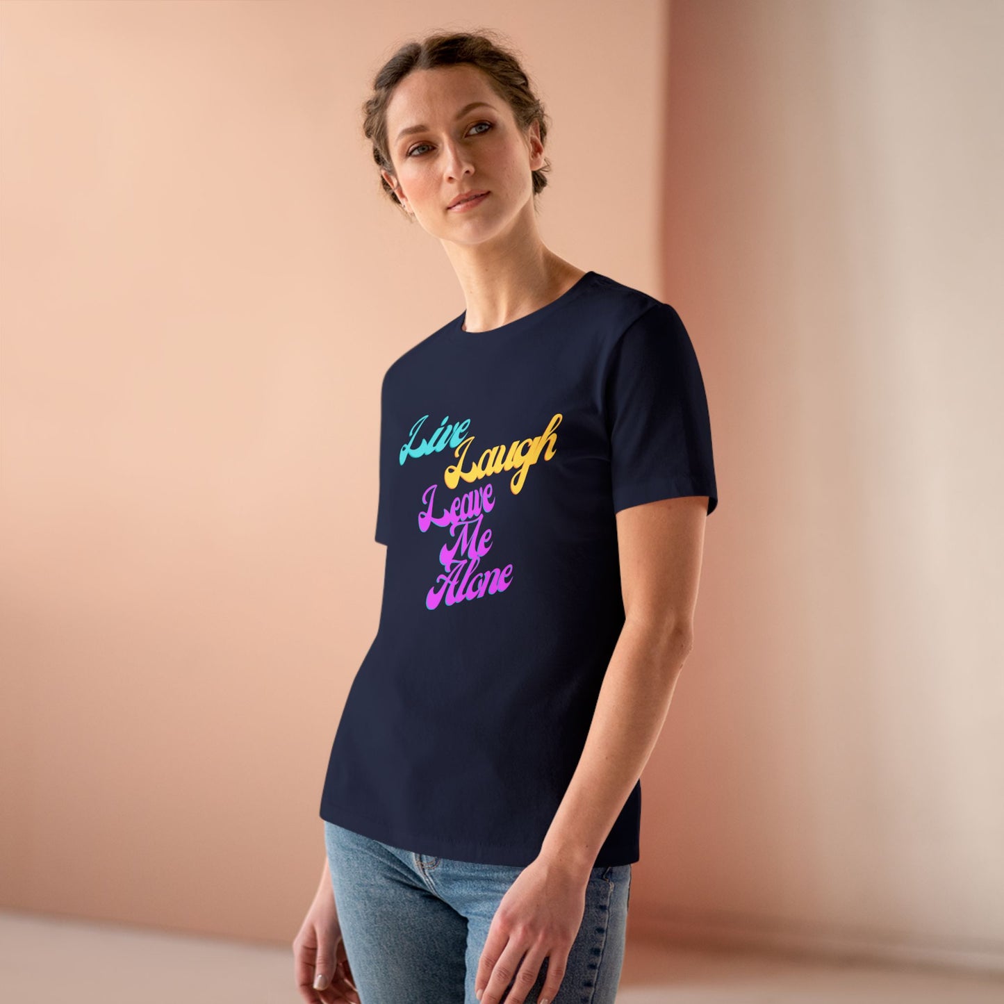 Live Laugh Leave Me Alone T-Shirt | Funny Sarcastic Retro Tee | Anti-Motivational Shirt | Pastel Aesthetic Graphic Tee | Introvert Gift