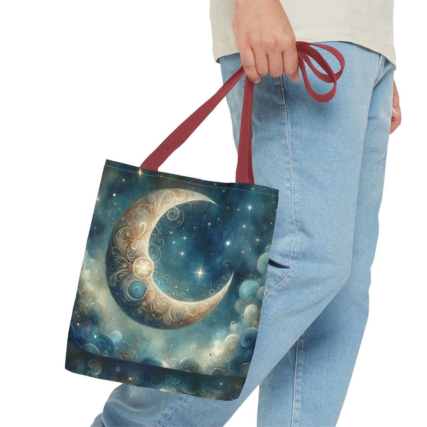Cosmic Moon Tote Bag, Celestial Shopper Bag, Astrology Gift, Starry Night Tote, Boho Chic Bag, Eco-Friendly Carryall