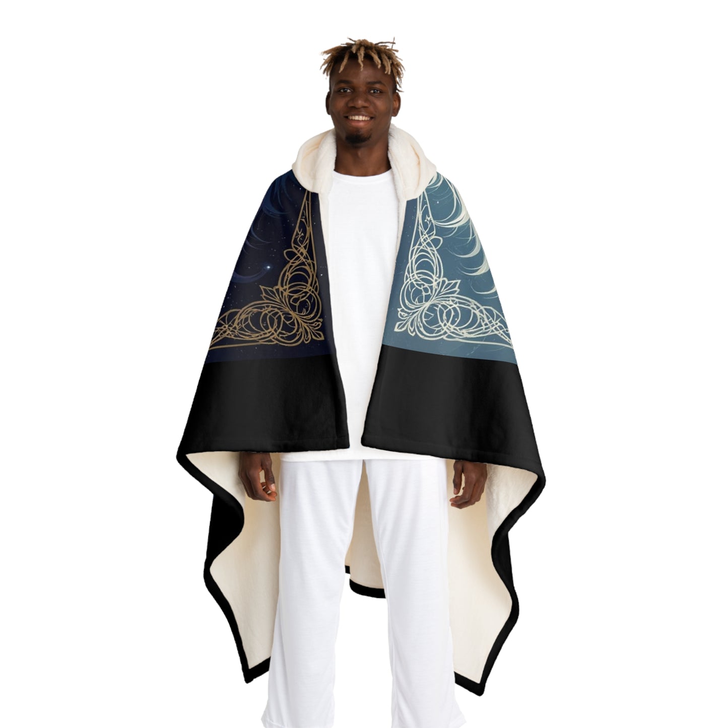 Dual Lion Fleece Blanket | Cosmic Day & Night Lion Design, Mystical Celestial Throw