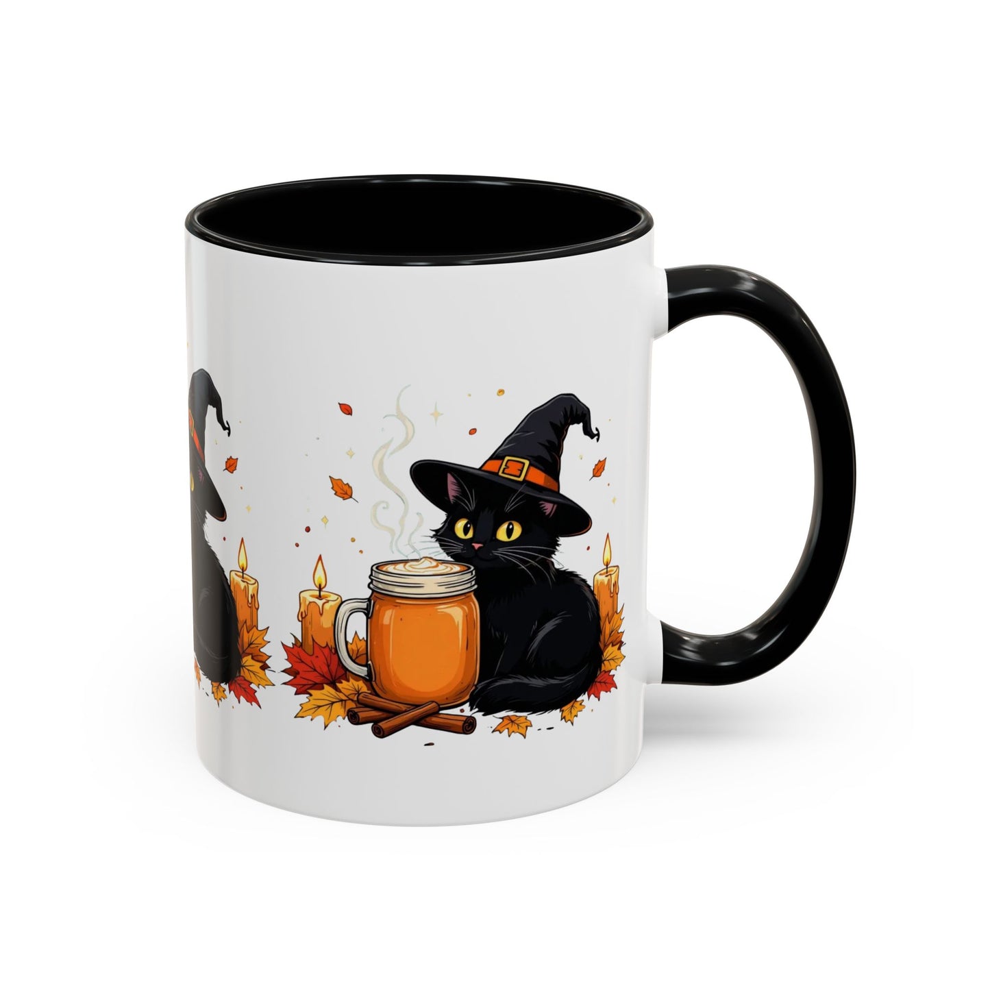 Halloween Cat Coffee Mug, Spooky Hot Drink Cup, Witch Themed Coffee Mug, Autumn Decor Gift, Cat Lover Mug