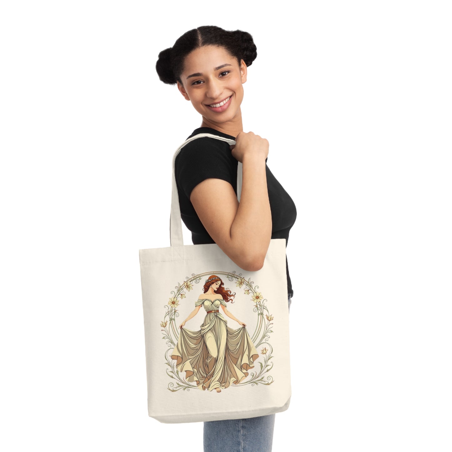 Art Deco Goddess Tote Bag – Luxe Vintage Muse – Eco-Friendly Recycled Cotton Shopper