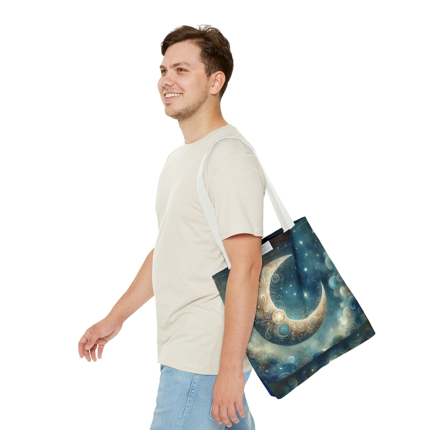 Cosmic Moon Tote Bag, Celestial Shopper Bag, Astrology Gift, Starry Night Tote, Boho Chic Bag, Eco-Friendly Carryall