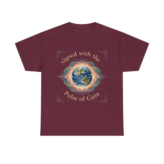 Aligned with the Pulse of Gaia – Celestial Schumann Resonance T-Shirt | Earth Elemental Tee | Cosmic Earth Tee