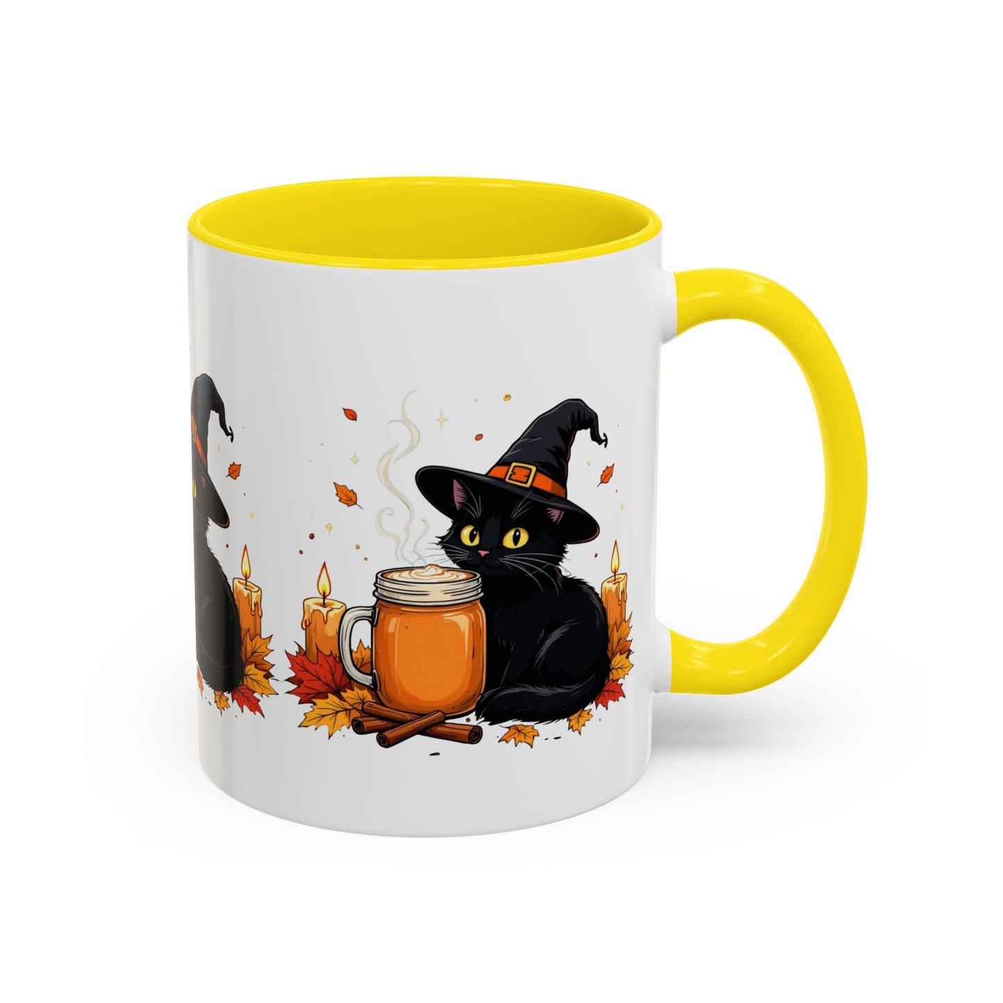 Halloween Cat Coffee Mug, Spooky Hot Drink Cup, Witch Themed Coffee Mug, Autumn Decor Gift, Cat Lover Mug