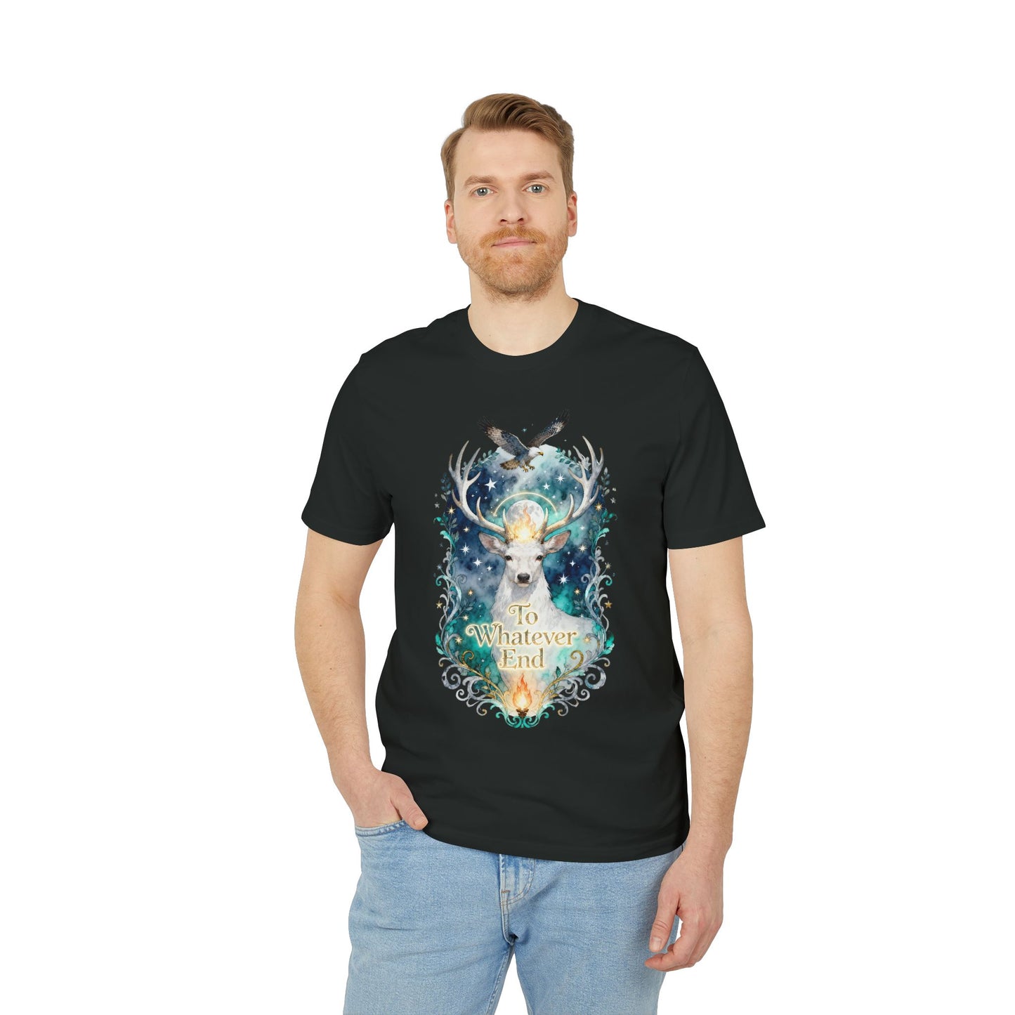 Mystical Stag & Hawk "To Whatever End" Unisex Tee | Fantasy-Inspired Shirt for Book Lovers - TOG fans