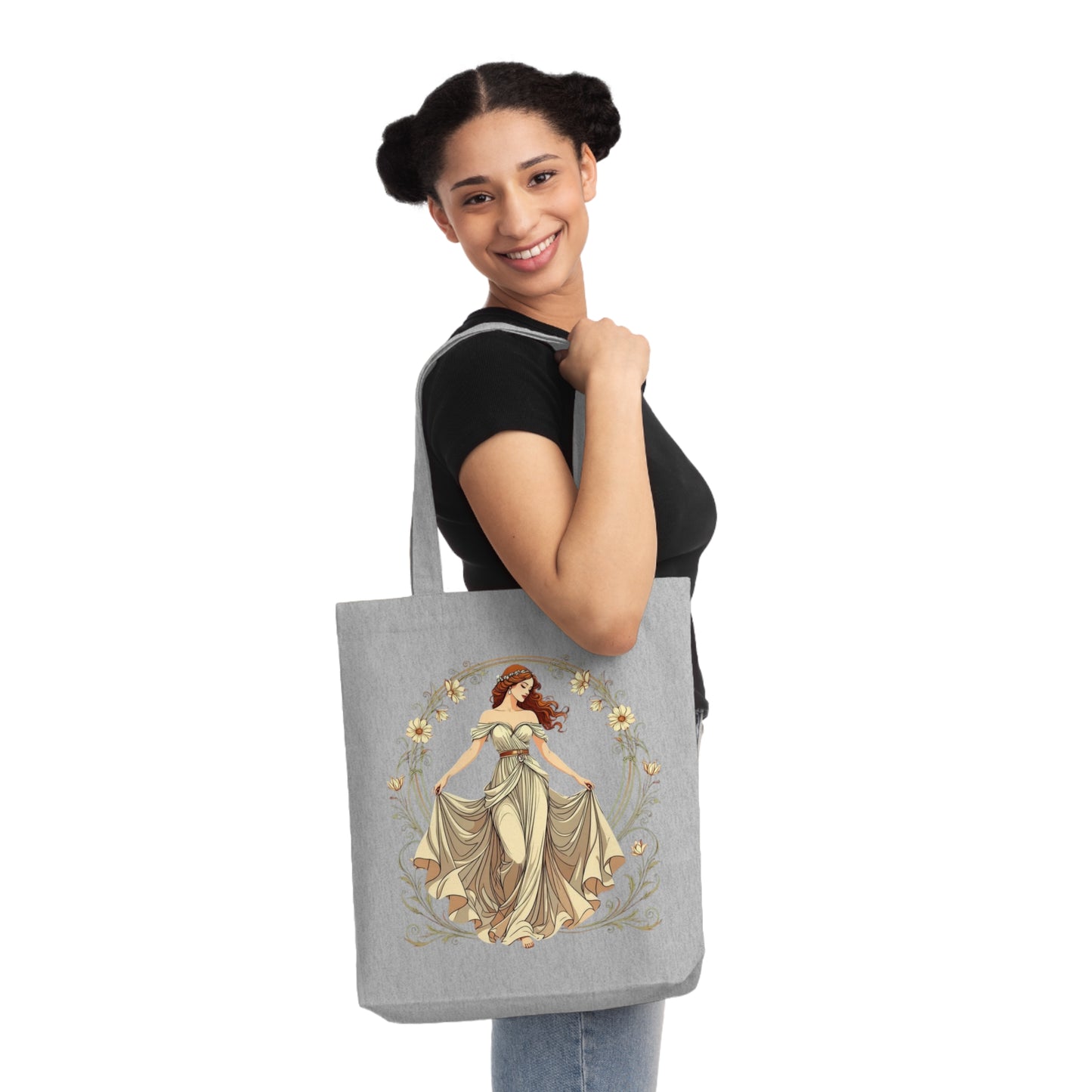 Art Deco Goddess Tote Bag – Luxe Vintage Muse – Eco-Friendly Recycled Cotton Shopper
