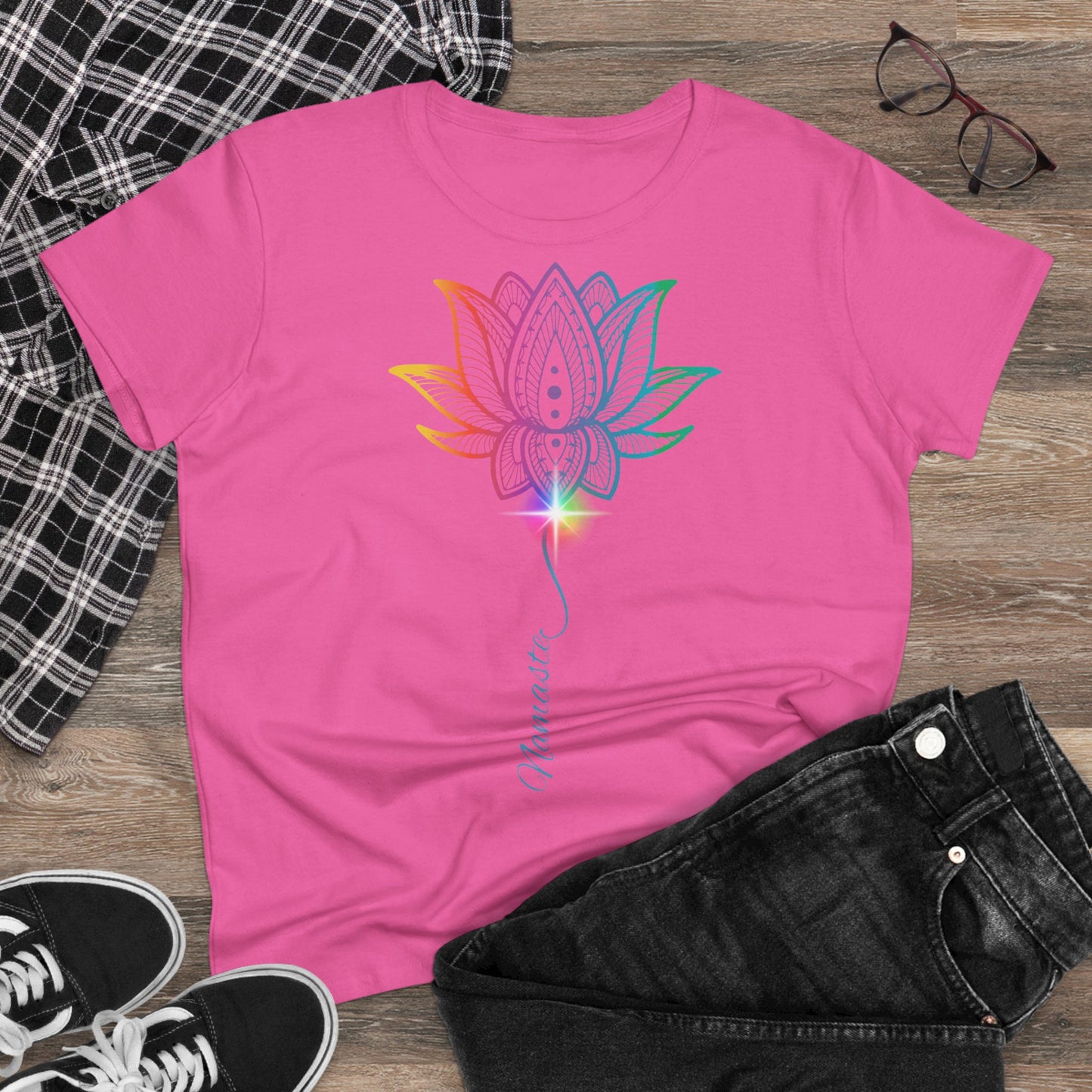 Women's Yoga Lotus Tee, Mindfulness Shirt, Spiritual Gift, Meditation Apparel, Wellness Wear, Inspirational Top