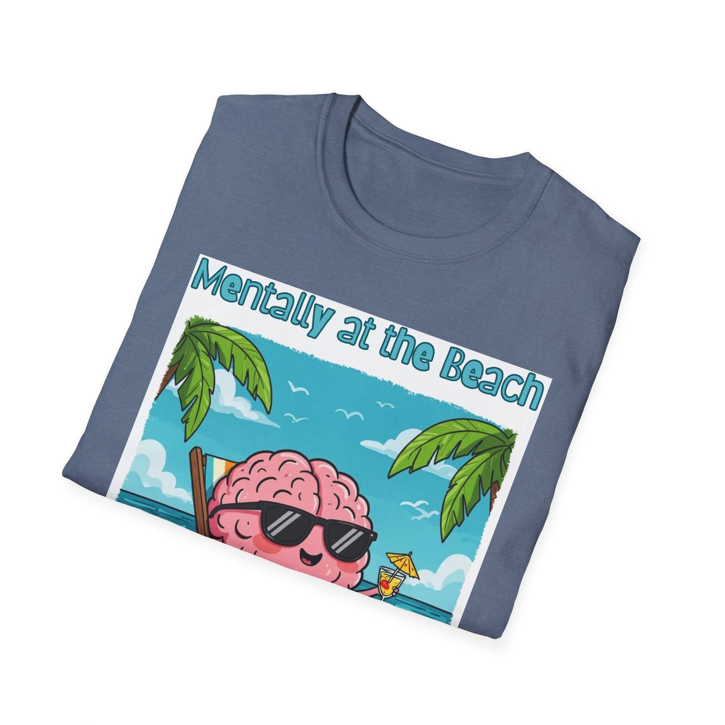 Vacay Brain Unisex Softstyle T-Shirt, Tropical Daydream Tee, Out of Office Shirt, Beach Bum Top, Funny Relaxation Gift