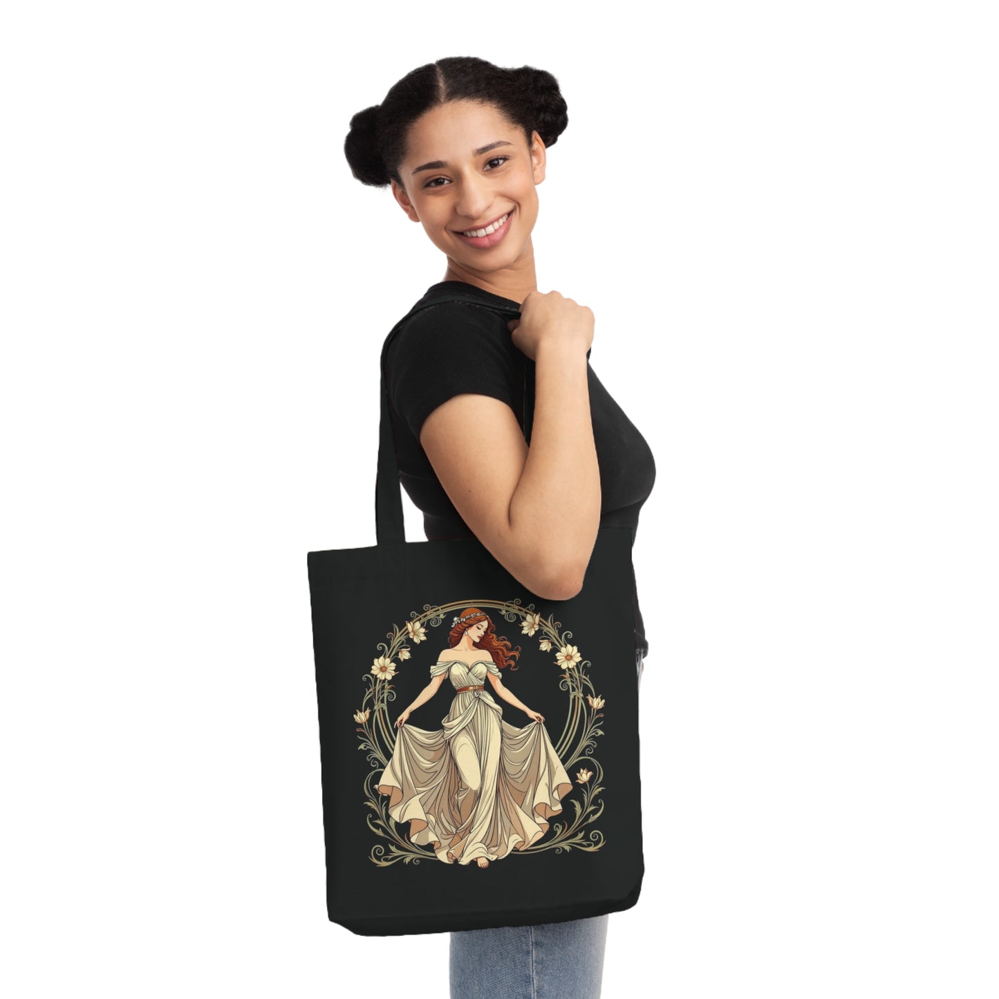 Art Deco Goddess Tote Bag – Luxe Vintage Muse – Eco-Friendly Recycled Cotton Shopper