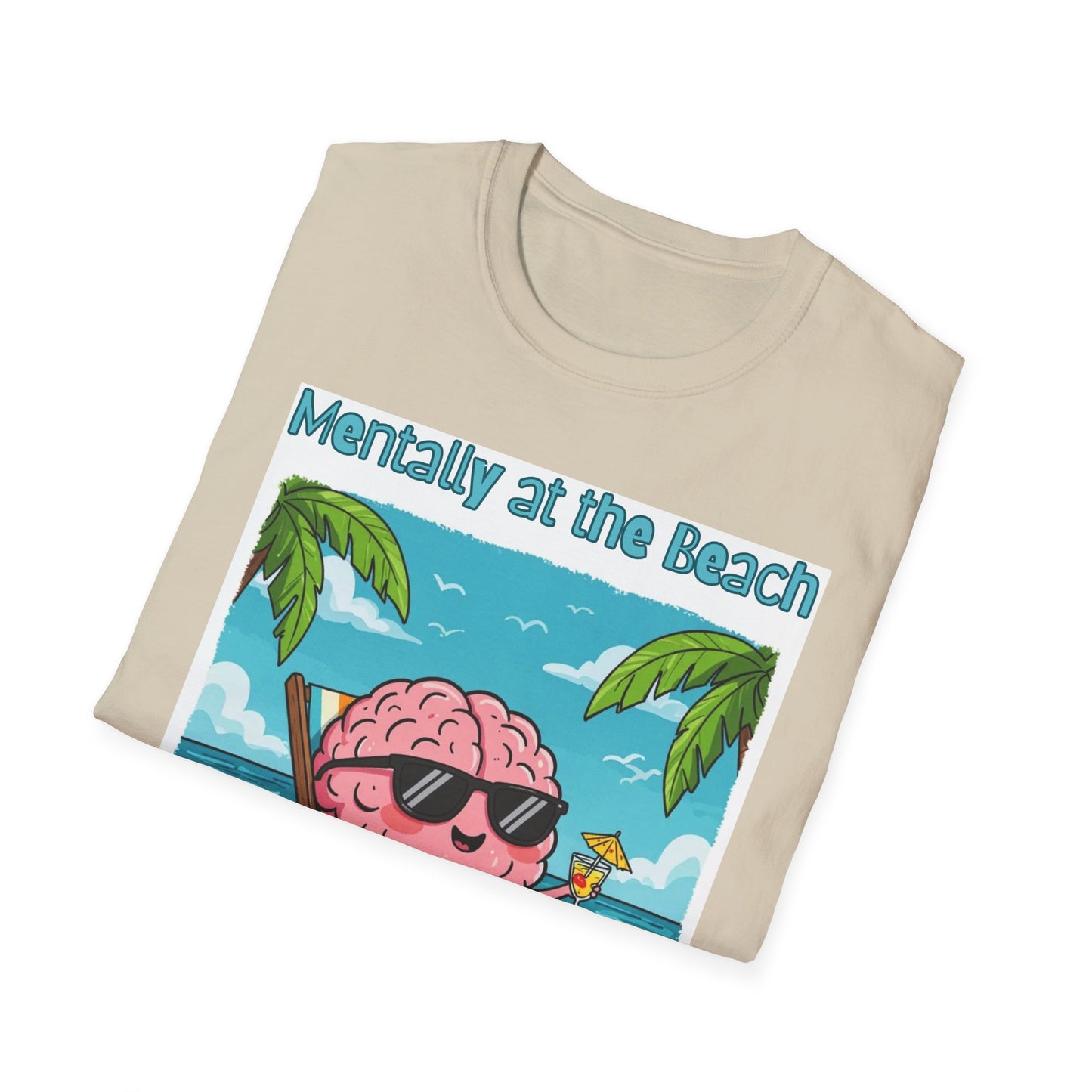 Vacay Brain Unisex Softstyle T-Shirt, Tropical Daydream Tee, Out of Office Shirt, Beach Bum Top, Funny Relaxation Gift