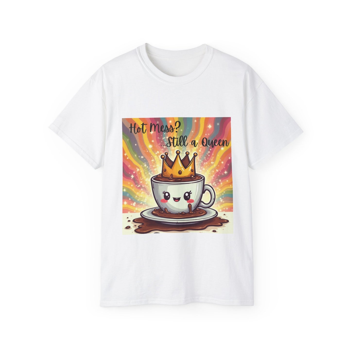 Queen Coffee Humor Tee, Unisex T-Shirt, Gift for Her, Funny Coffee Lover Shirt, Birthday Gift, Casual Everyday Wear