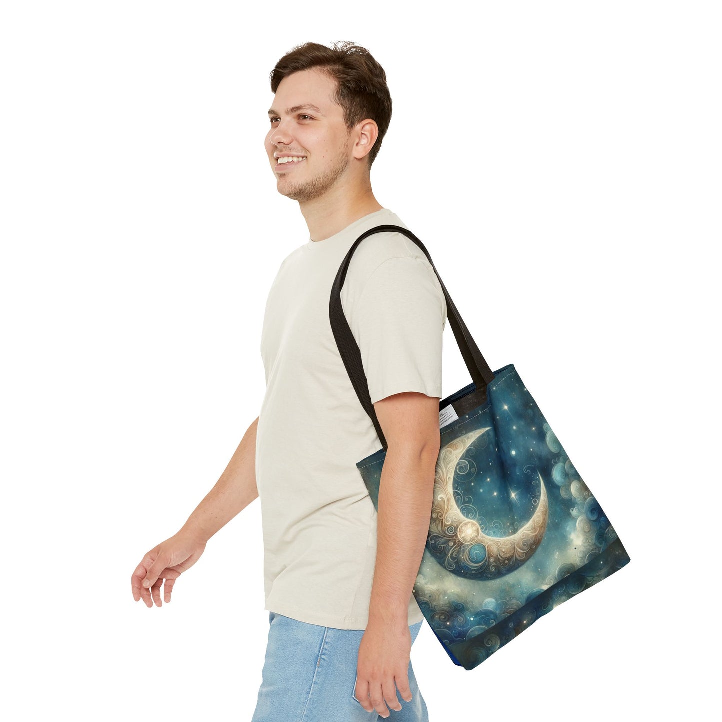 Cosmic Moon Tote Bag, Celestial Shopper Bag, Astrology Gift, Starry Night Tote, Boho Chic Bag, Eco-Friendly Carryall