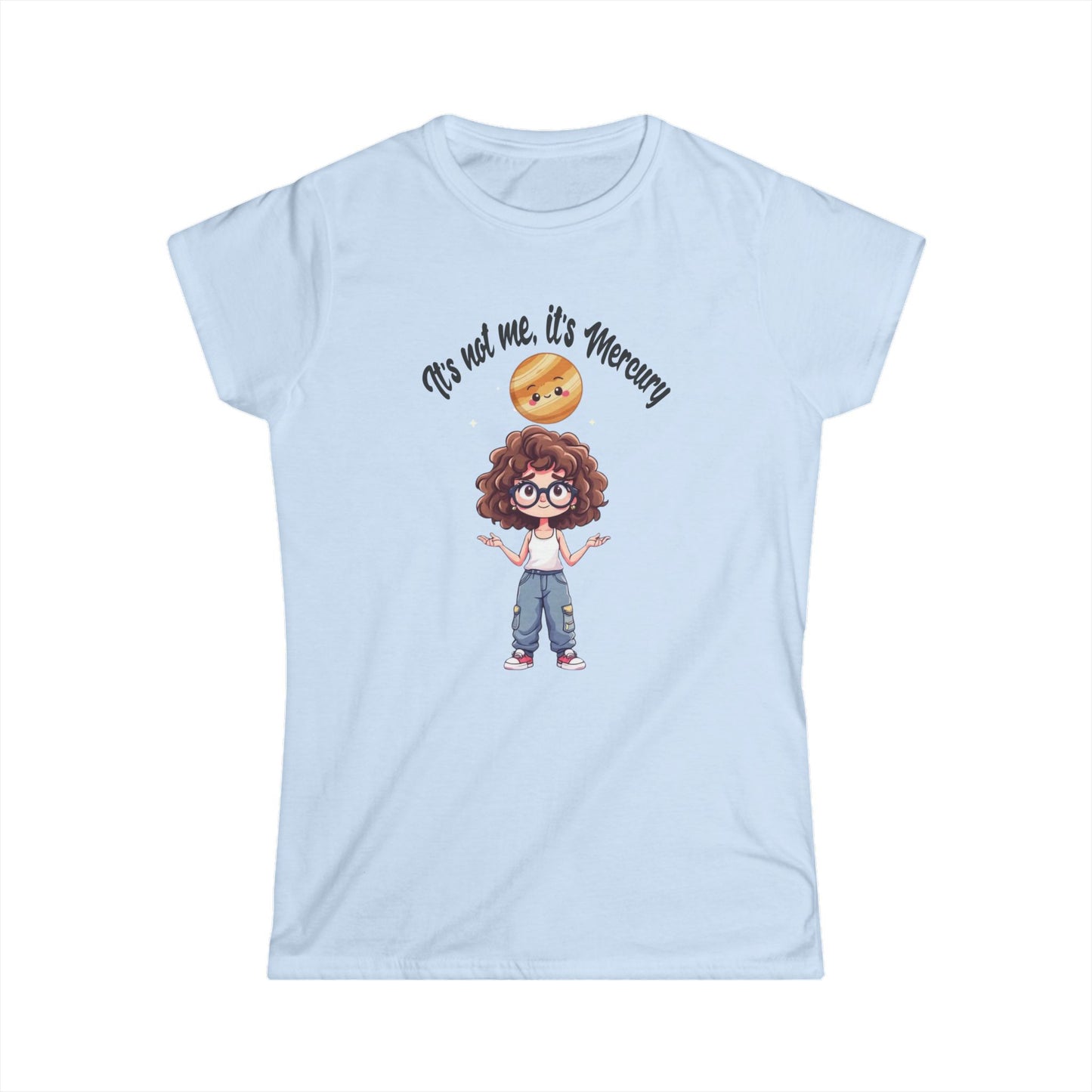 Cute Chibi Shirt for Astrology Fans, Mercury Retrograde, Kawaii Tee, Soft Pastel, Vibe Checker, Cosmic Charm, Playful Tee