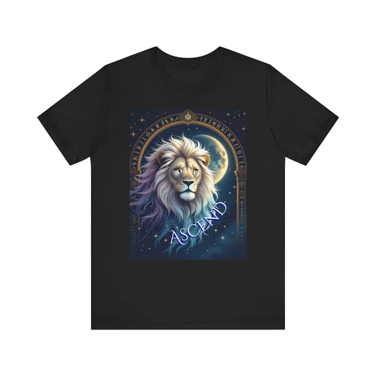 Celestial Lion Graphic Tee - Ascend Unisex T-Shirt for Animal Lovers, Astrology Enthusiasts, Unique Gift Idea, Spiritual Wear