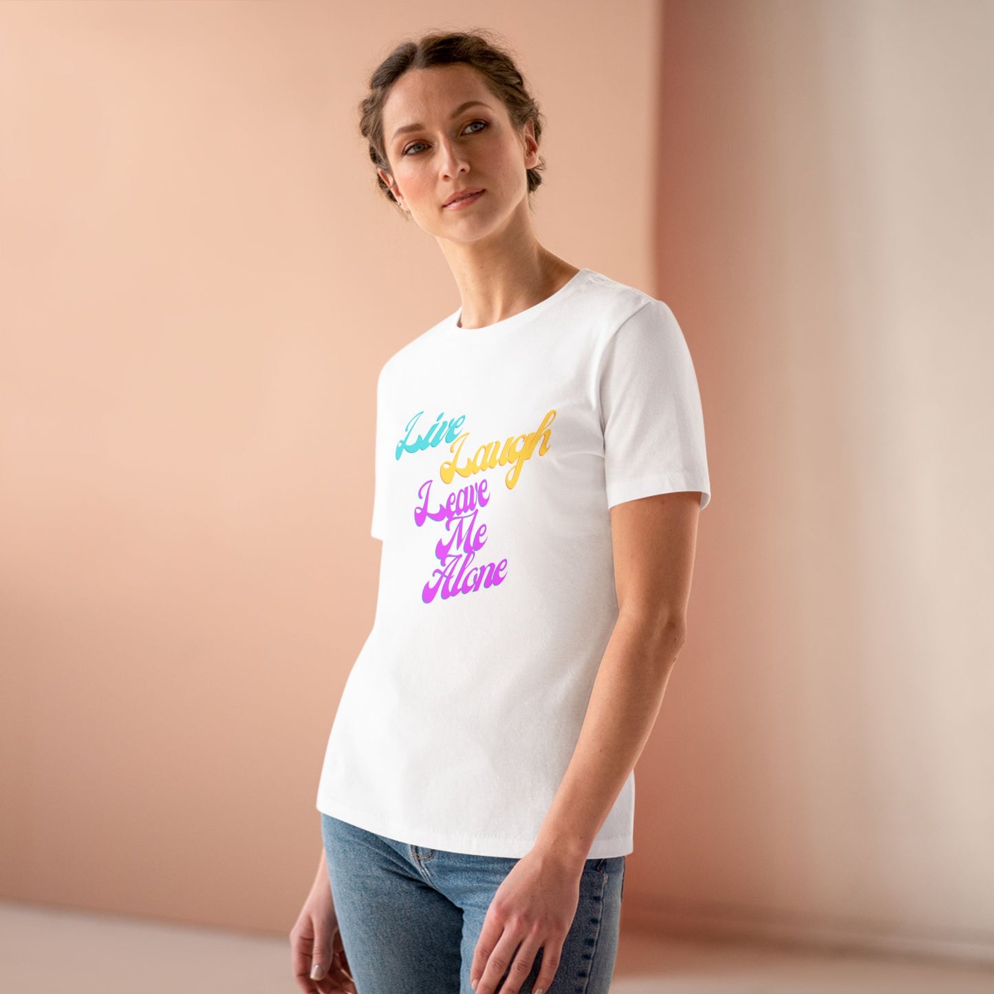Live Laugh Leave Me Alone T-Shirt | Funny Sarcastic Retro Tee | Anti-Motivational Shirt | Pastel Aesthetic Graphic Tee | Introvert Gift
