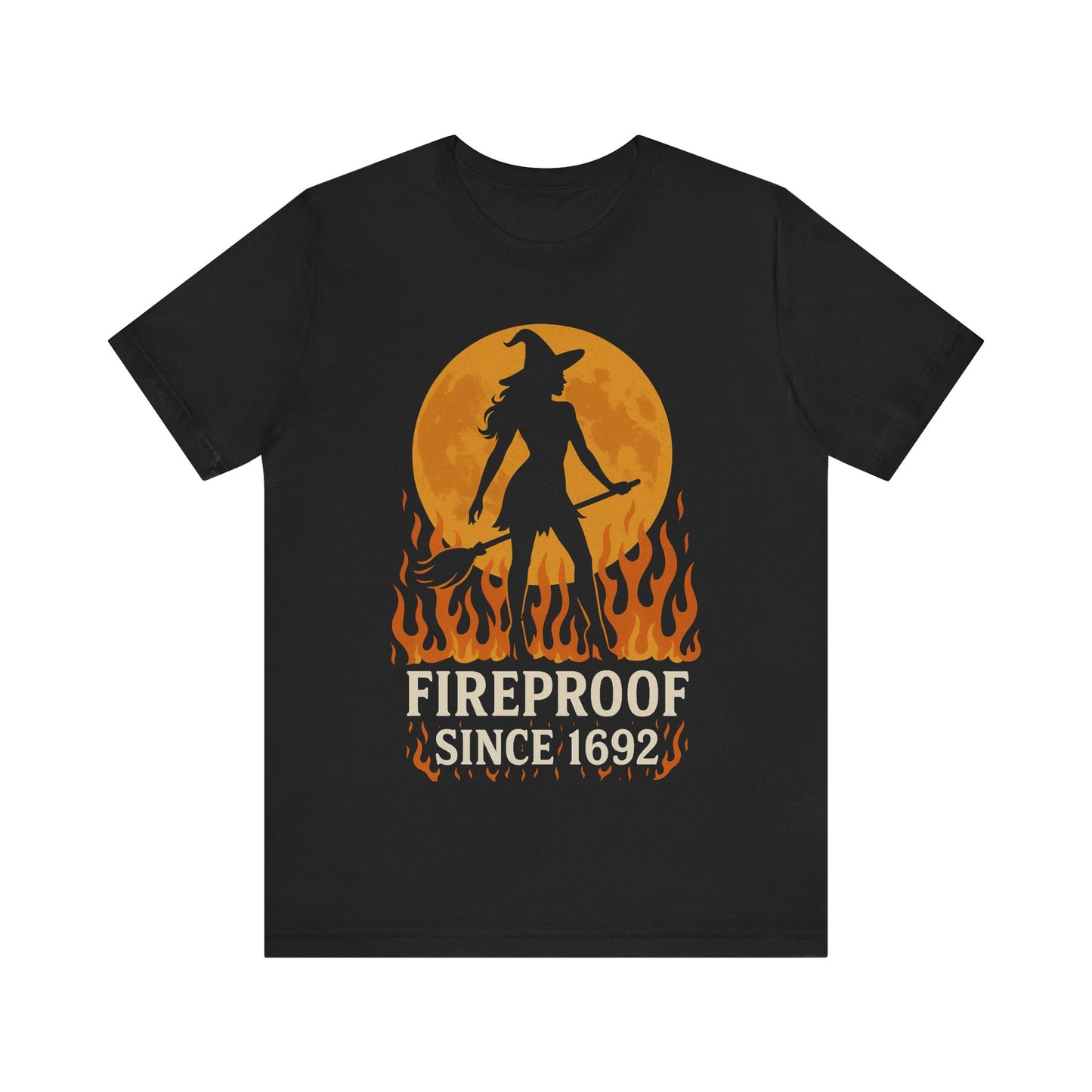Spooky Witch Tee - Fireproof Since 1692, Halloween Shirt, Unisex Graphic Tee, Witchy T-Shirt, Autumn Fashion, Gift for Her