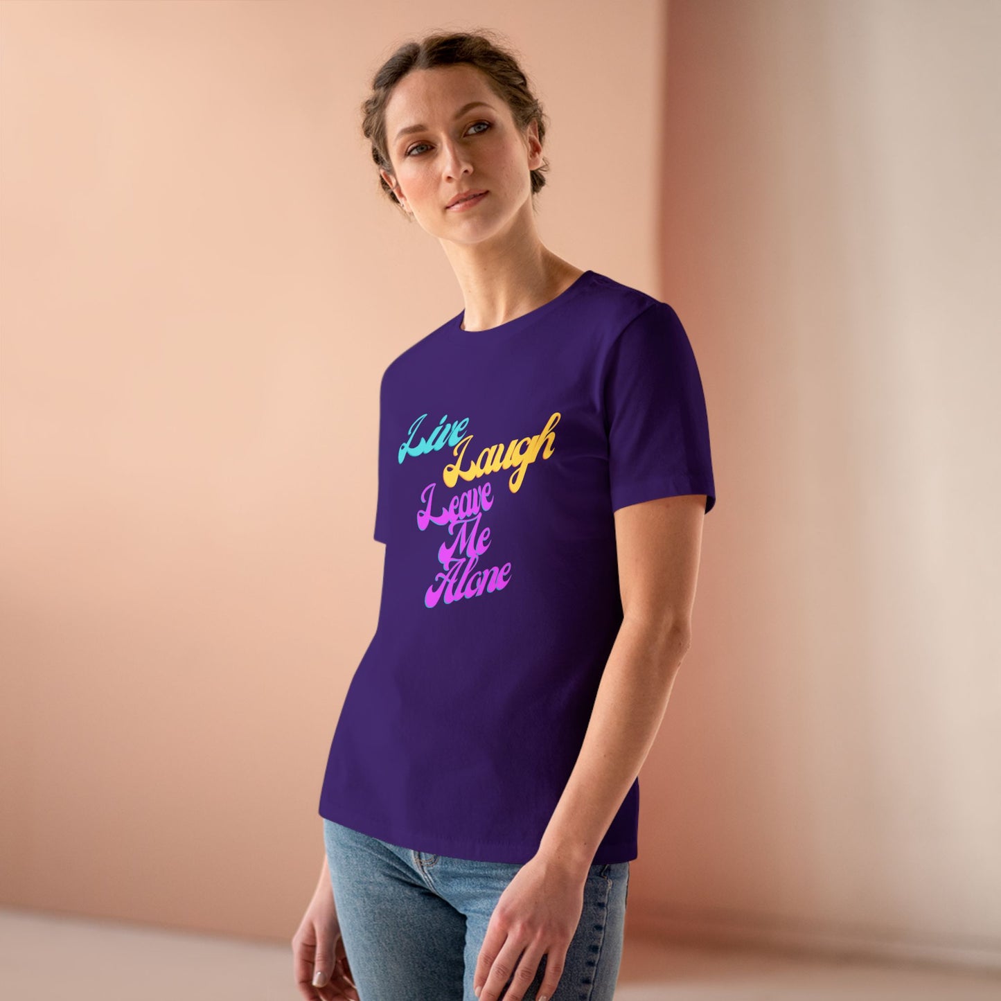 Live Laugh Leave Me Alone T-Shirt | Funny Sarcastic Retro Tee | Anti-Motivational Shirt | Pastel Aesthetic Graphic Tee | Introvert Gift