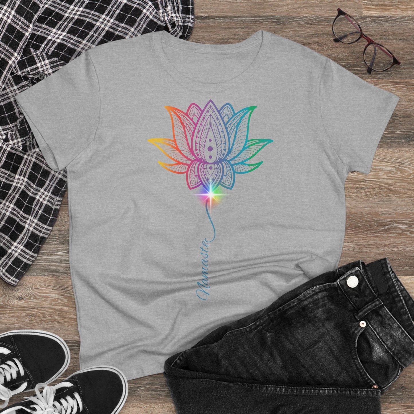 Women's Yoga Lotus Tee, Mindfulness Shirt, Spiritual Gift, Meditation Apparel, Wellness Wear, Inspirational Top