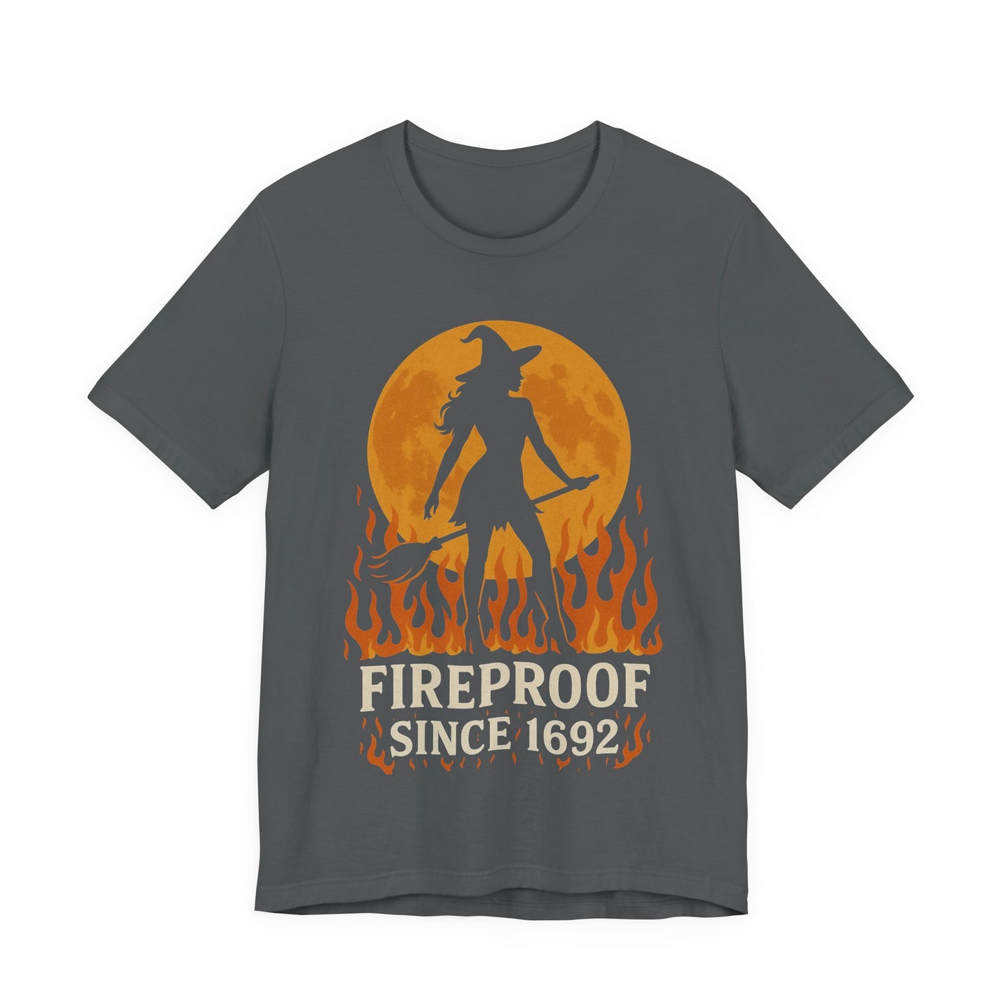 Spooky Witch Tee - Fireproof Since 1692, Halloween Shirt, Unisex Graphic Tee, Witchy T-Shirt, Autumn Fashion, Gift for Her