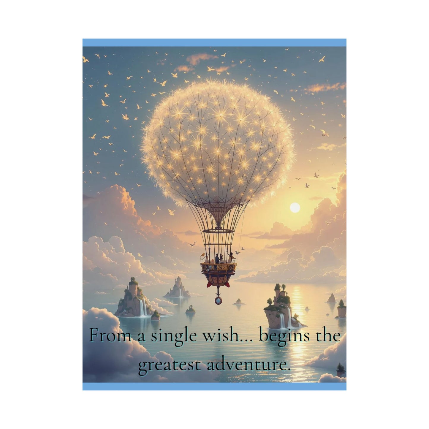 Satin Poster - Dandelion Hot Air Balloon Floating in Sunrise Sky