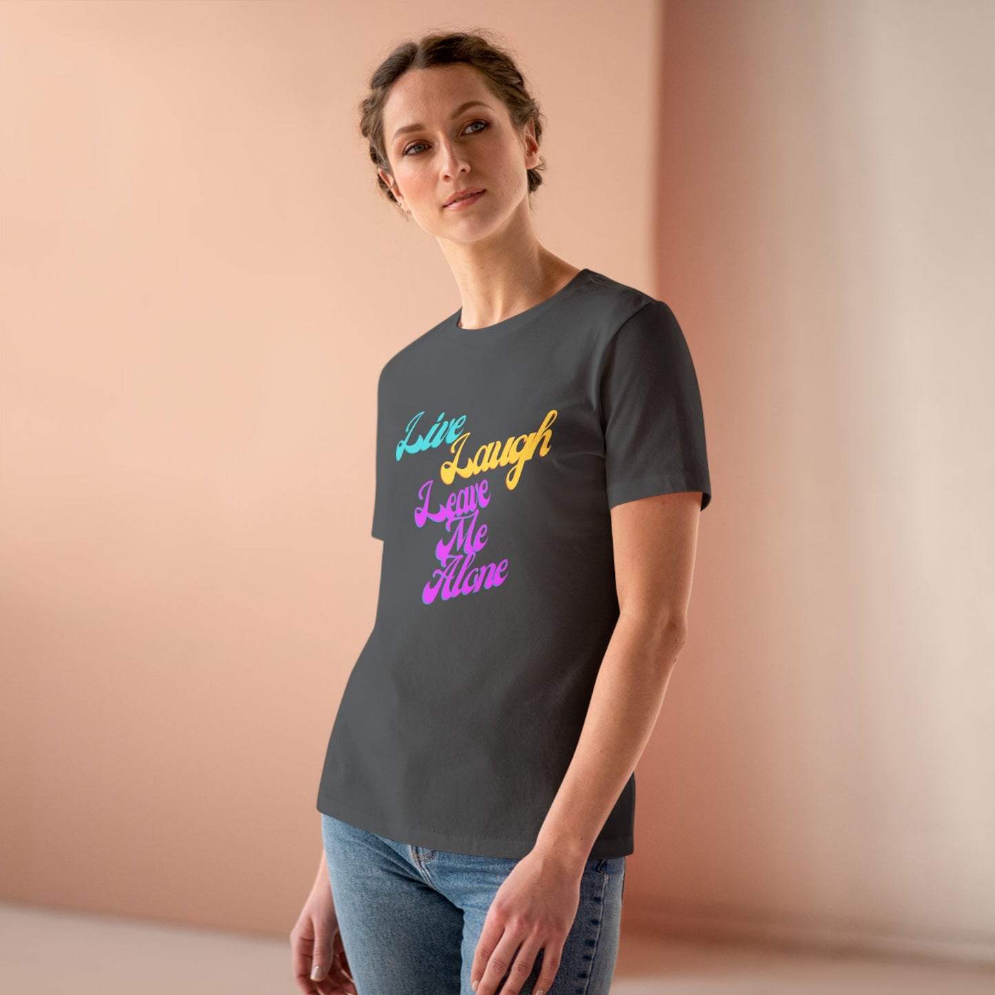 Live Laugh Leave Me Alone T-Shirt | Funny Sarcastic Retro Tee | Anti-Motivational Shirt | Pastel Aesthetic Graphic Tee | Introvert Gift