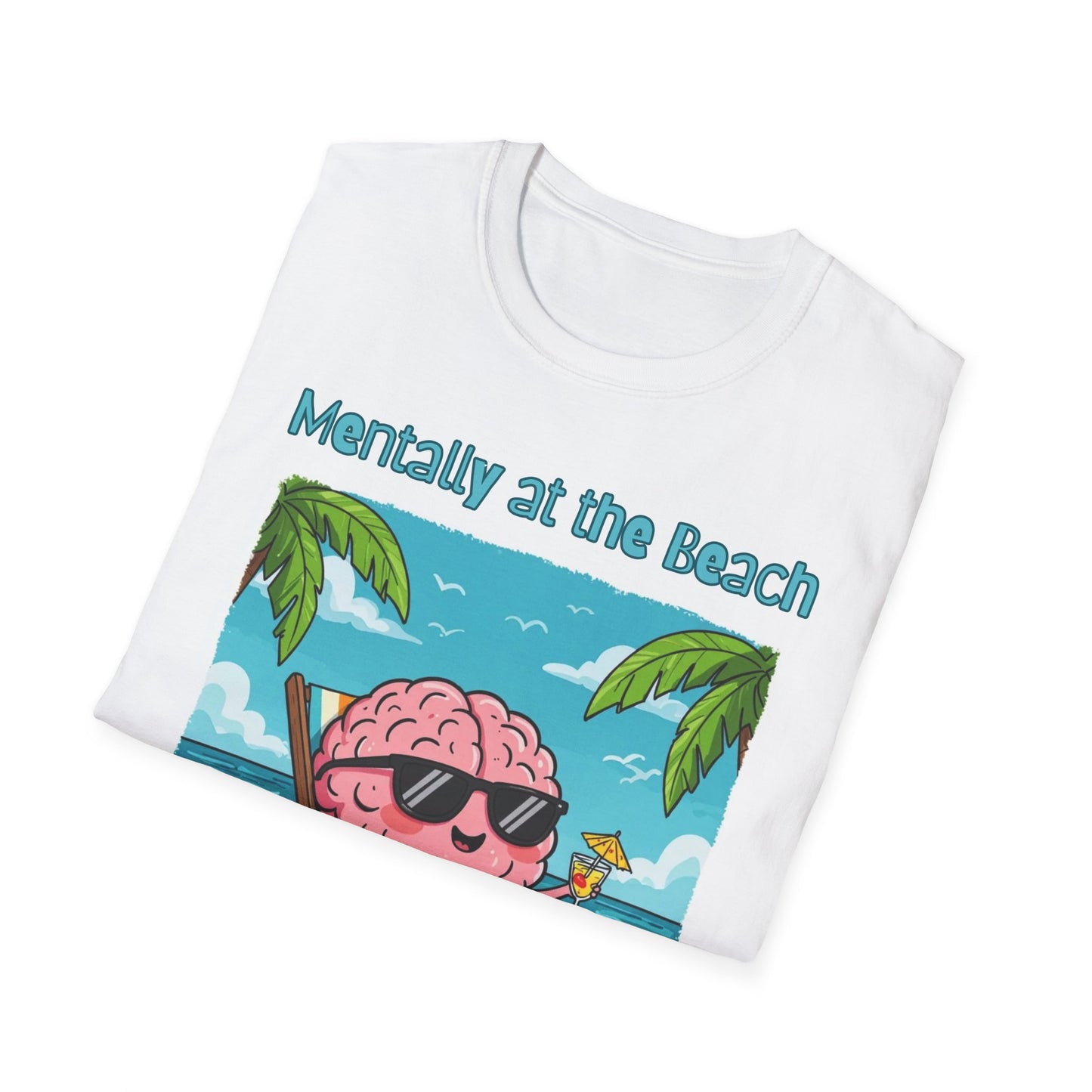 Vacay Brain Unisex Softstyle T-Shirt, Tropical Daydream Tee, Out of Office Shirt, Beach Bum Top, Funny Relaxation Gift