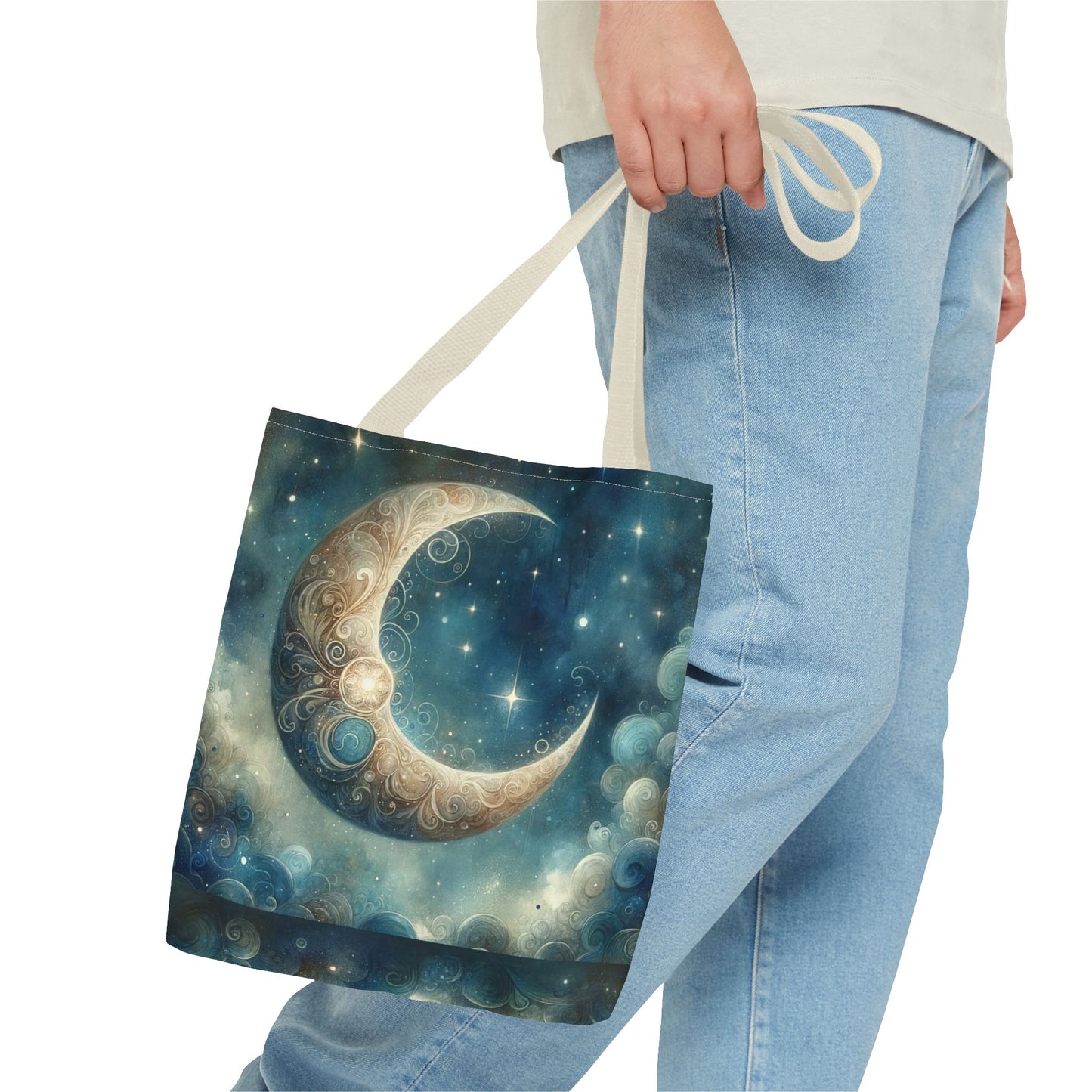 Cosmic Moon Tote Bag, Celestial Shopper Bag, Astrology Gift, Starry Night Tote, Boho Chic Bag, Eco-Friendly Carryall