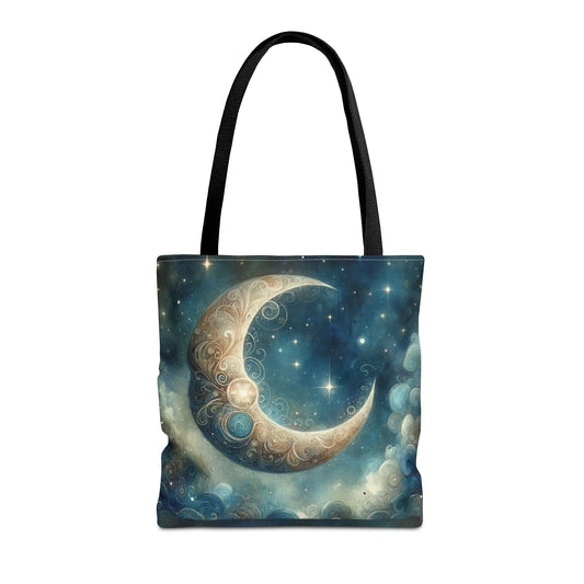Cosmic Moon Tote Bag, Celestial Shopper Bag, Astrology Gift, Starry Night Tote, Boho Chic Bag, Eco-Friendly Carryall