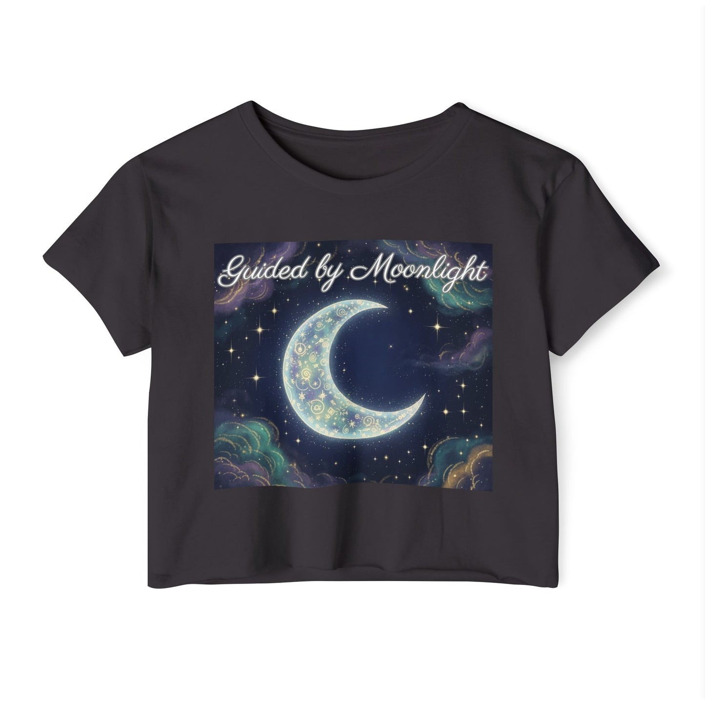 Mystical Moon Phase Shirt, Festival Crop Top, Lunar Crescent Tee, Moon Lover Gift, Intuition Guided Top, Cosmic T-Shirt