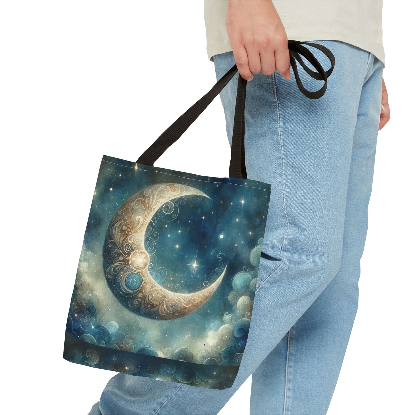 Cosmic Moon Tote Bag, Celestial Shopper Bag, Astrology Gift, Starry Night Tote, Boho Chic Bag, Eco-Friendly Carryall