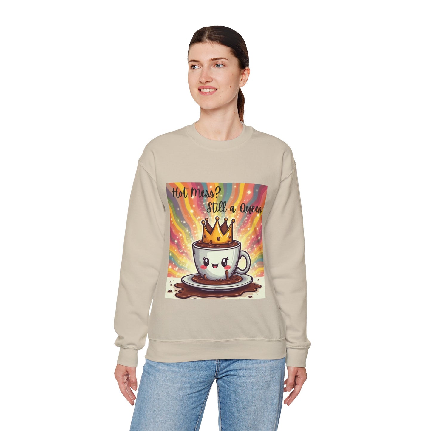 Cute Coffee Queen Sweatshirt, Funny Graphic Crewneck, Gift for Coffee Lovers, Inside Jokes, Casual Style