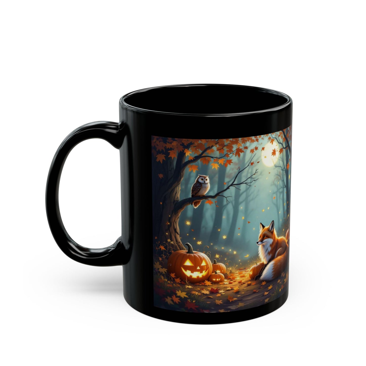 Mug, Cute Moody Mystical Forest Fox Pumpkin Owl Aesthetic Fall Autumn Spooky Season, Coffee Cup, Tea Mug, Halloween Gift, Kitchen Decor,