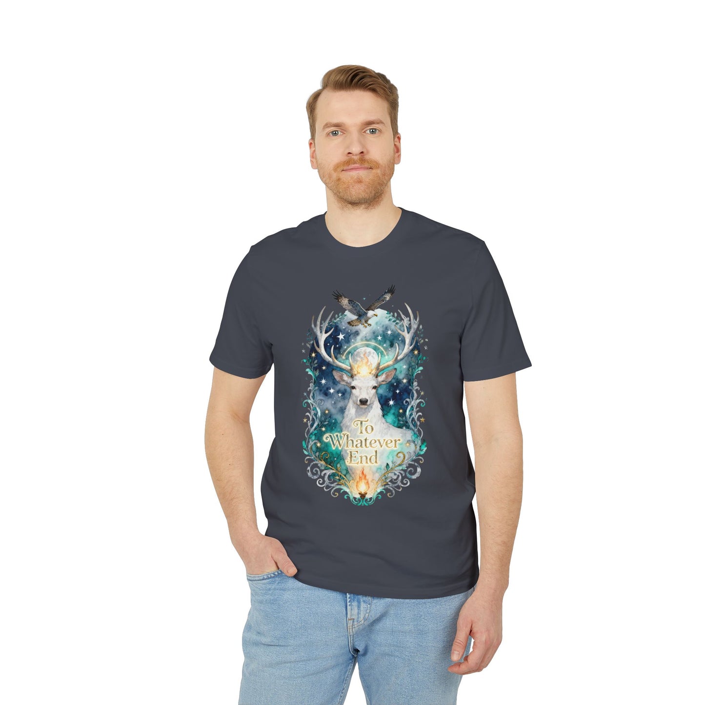 Mystical Stag & Hawk "To Whatever End" Unisex Tee | Fantasy-Inspired Shirt for Book Lovers - TOG fans