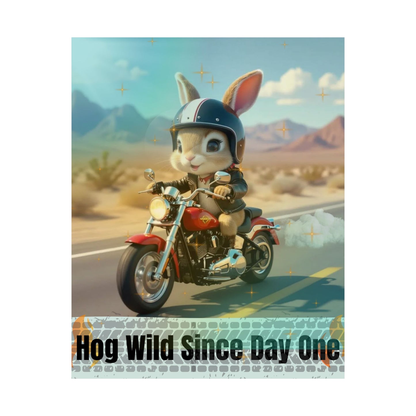 Biker Baby Hog Wild Matte Poster, Nursery Wall Art, Cute Motorcycle Decor, Rebel Kid Room Print, Cool Baby Shower Gift