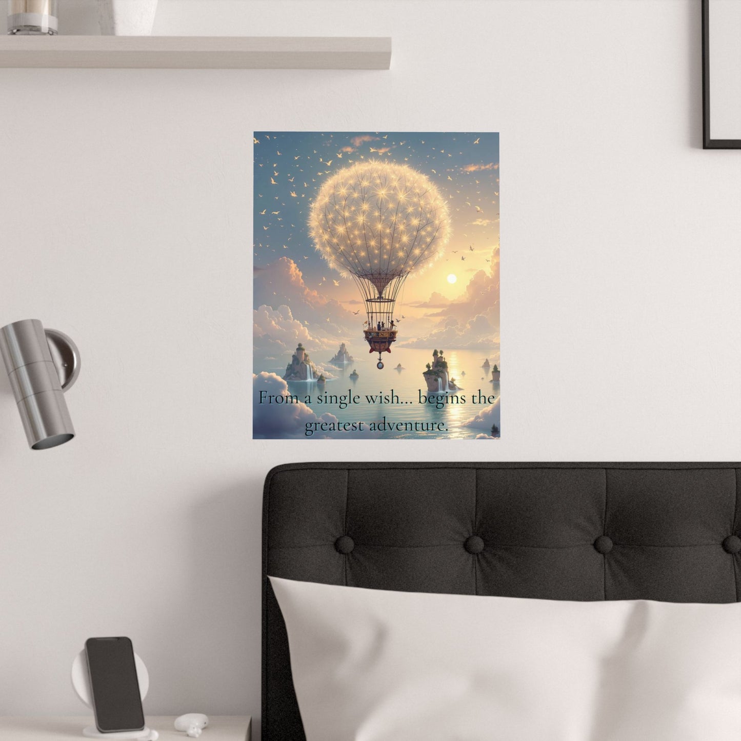 Satin Poster - Dandelion Hot Air Balloon Floating in Sunrise Sky