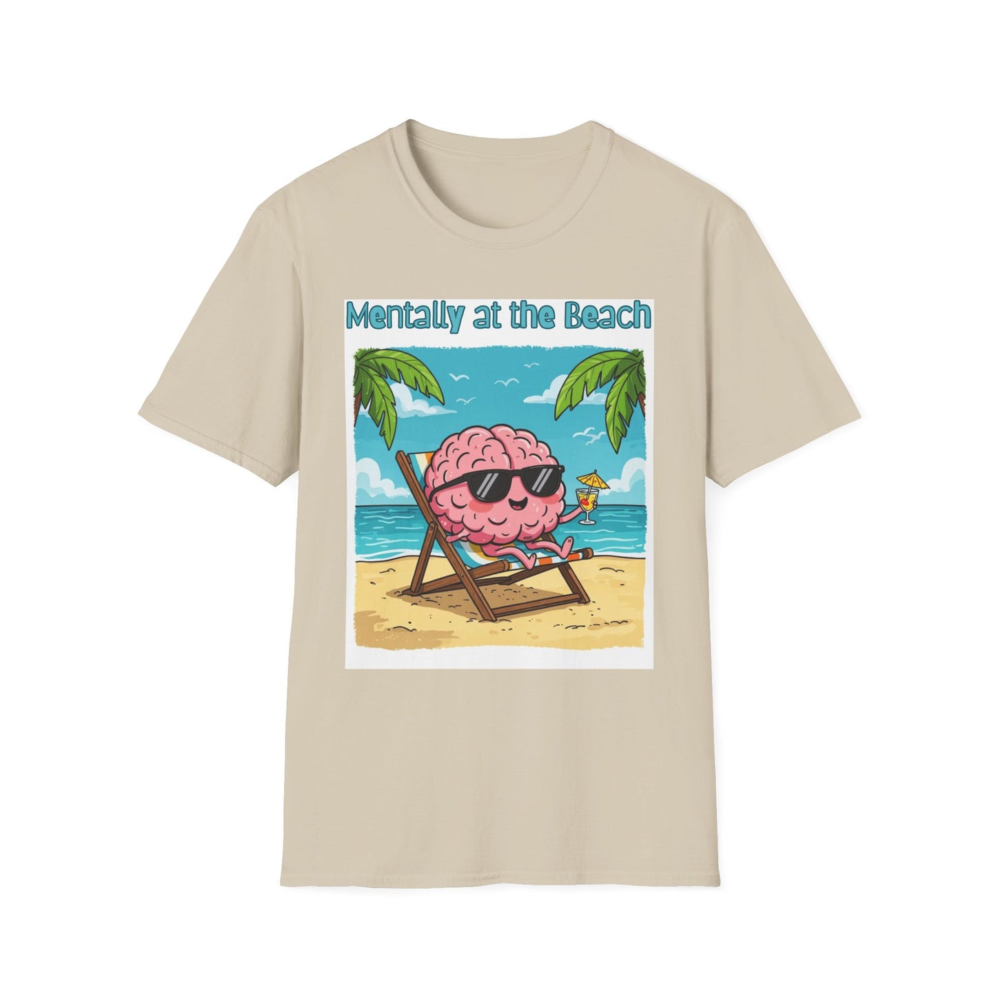 Vacay Brain Unisex Softstyle T-Shirt, Tropical Daydream Tee, Out of Office Shirt, Beach Bum Top, Funny Relaxation Gift