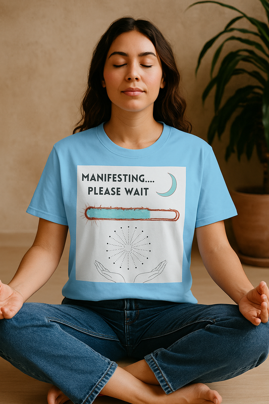 Funny Spiritual Vibes T-Shirt, Manifesting Please Wait Shirt, Sarcastic Meditation Tee, Spiritual Humor Top, Zen Yoga Clothing