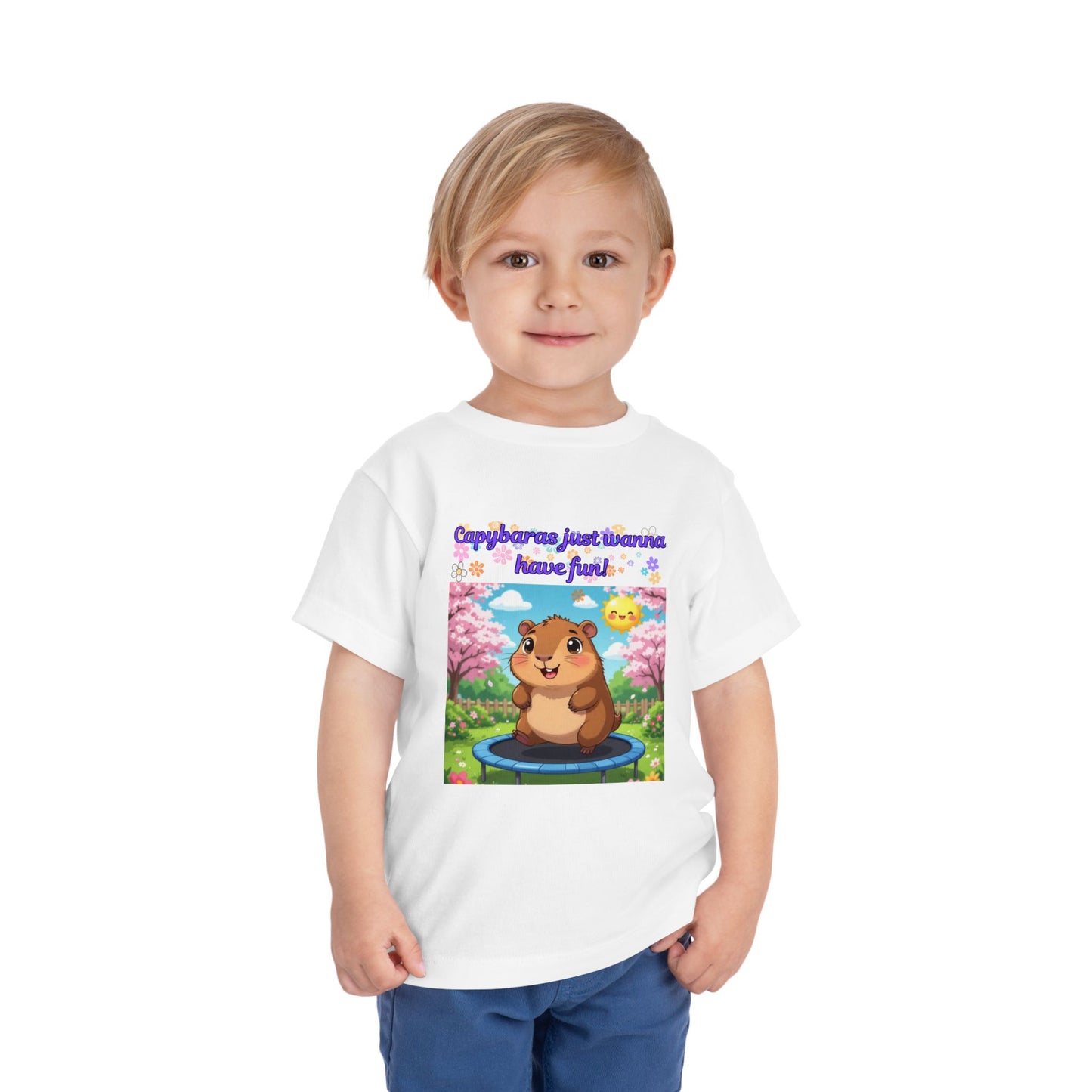 Cute Toddler Tee - Capybara Just Wanna Have Fun, Children's Shirt, Playful Tee, Gift for Kids, Summer Outfit, Birthday Gift