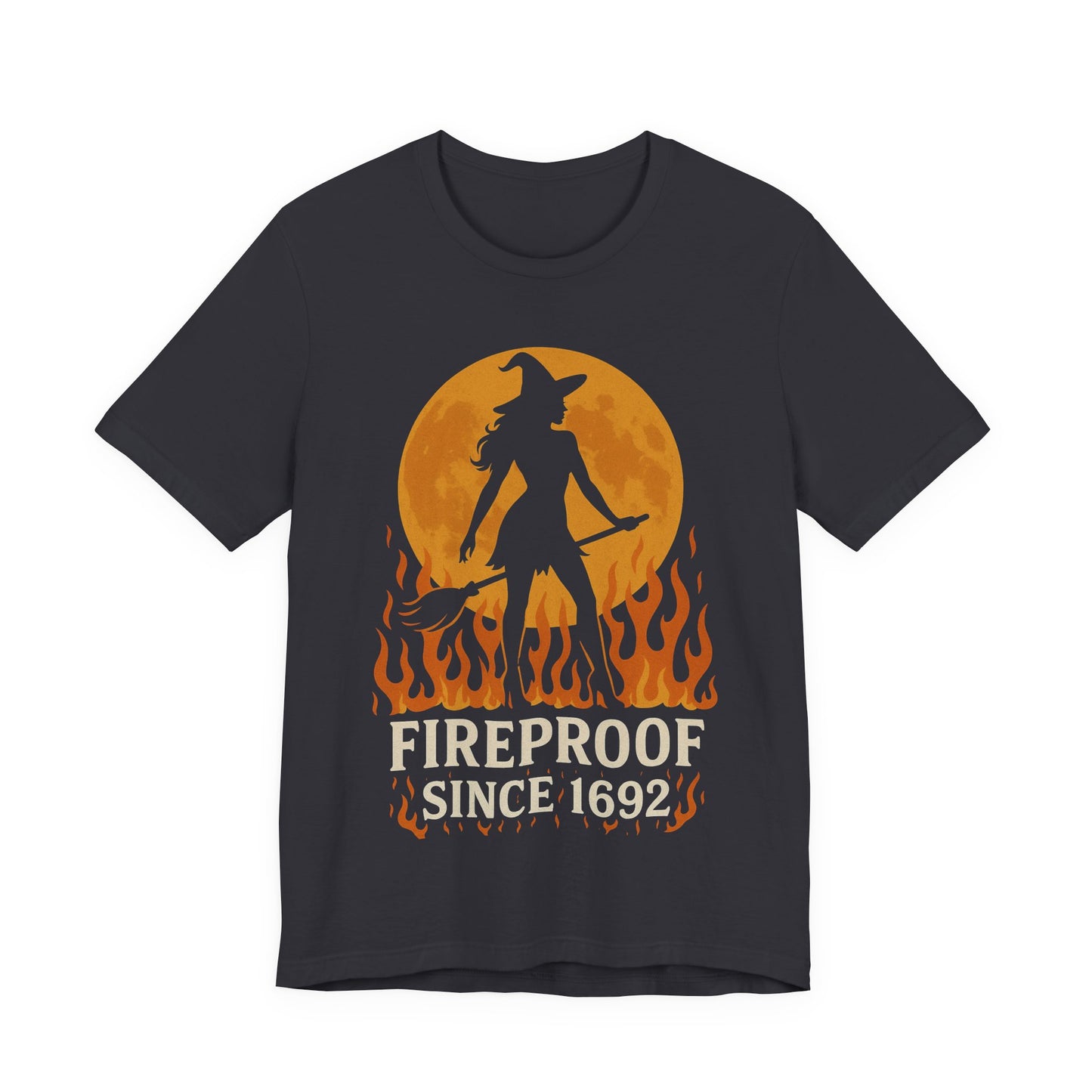 Spooky Witch Tee - Fireproof Since 1692, Halloween Shirt, Unisex Graphic Tee, Witchy T-Shirt, Autumn Fashion, Gift for Her