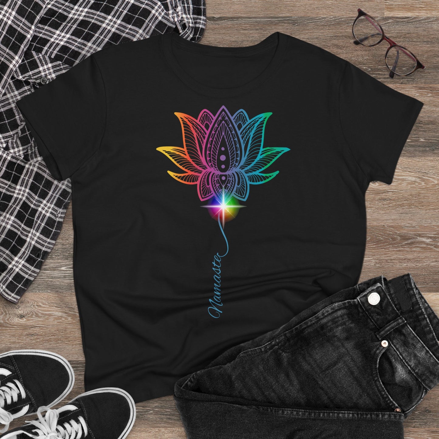 Women's Yoga Lotus Tee, Mindfulness Shirt, Spiritual Gift, Meditation Apparel, Wellness Wear, Inspirational Top
