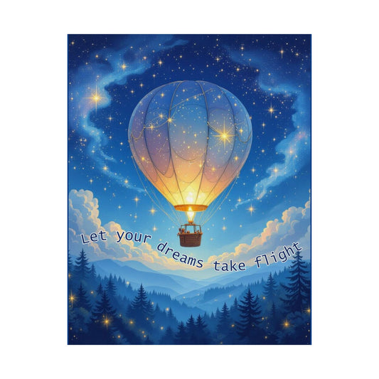 Satin Poster - Hot Air Balloon Dreams Wall Art for Children's Bedroom