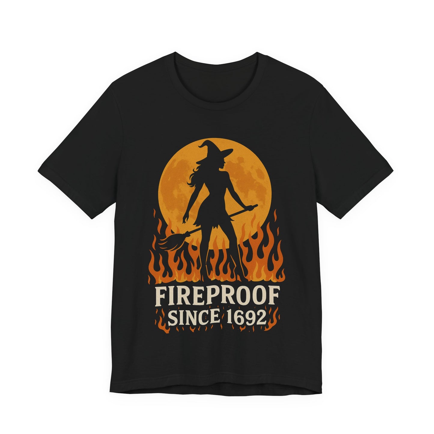 Spooky Witch Tee - Fireproof Since 1692, Halloween Shirt, Unisex Graphic Tee, Witchy T-Shirt, Autumn Fashion, Gift for Her