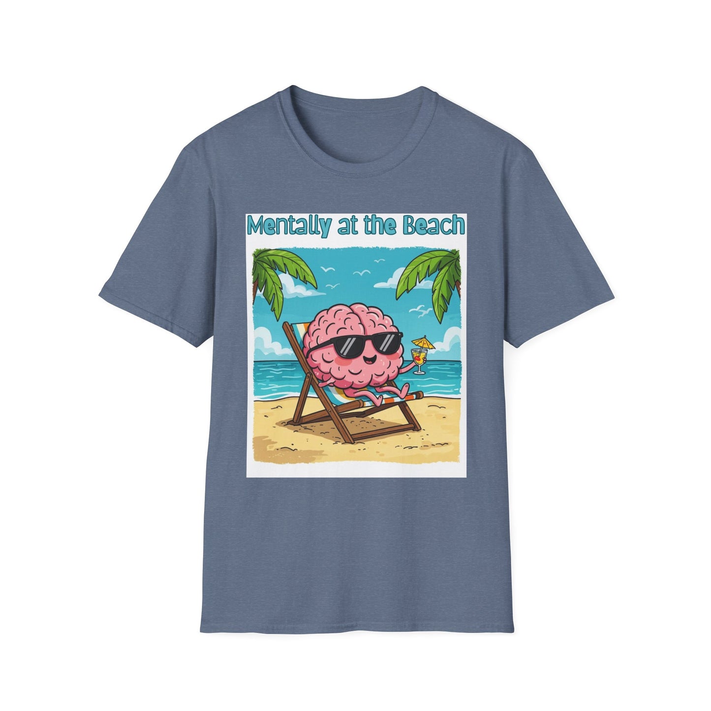 Vacay Brain Unisex Softstyle T-Shirt, Tropical Daydream Tee, Out of Office Shirt, Beach Bum Top, Funny Relaxation Gift