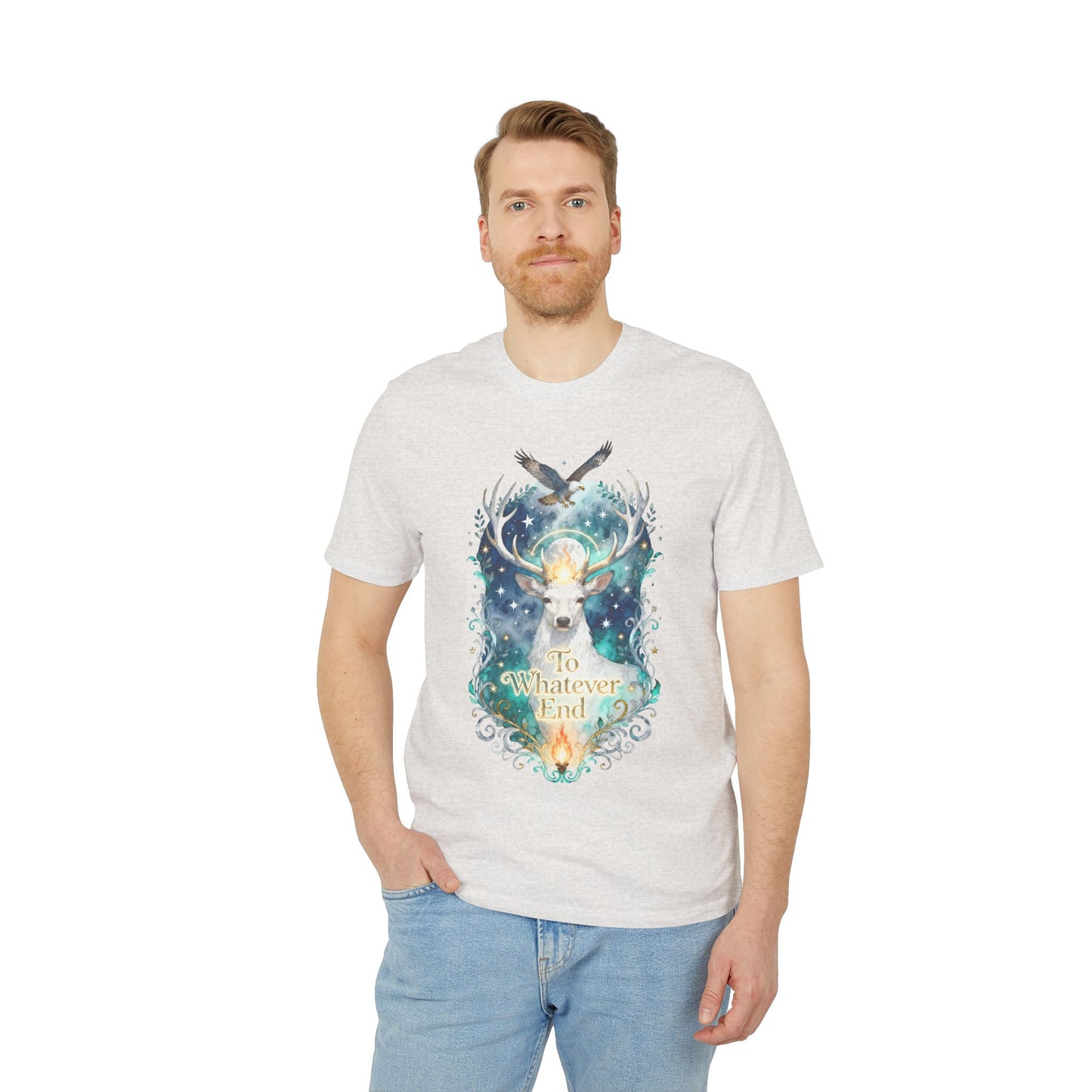 Mystical Stag & Hawk "To Whatever End" Unisex Tee | Fantasy-Inspired Shirt for Book Lovers - TOG fans