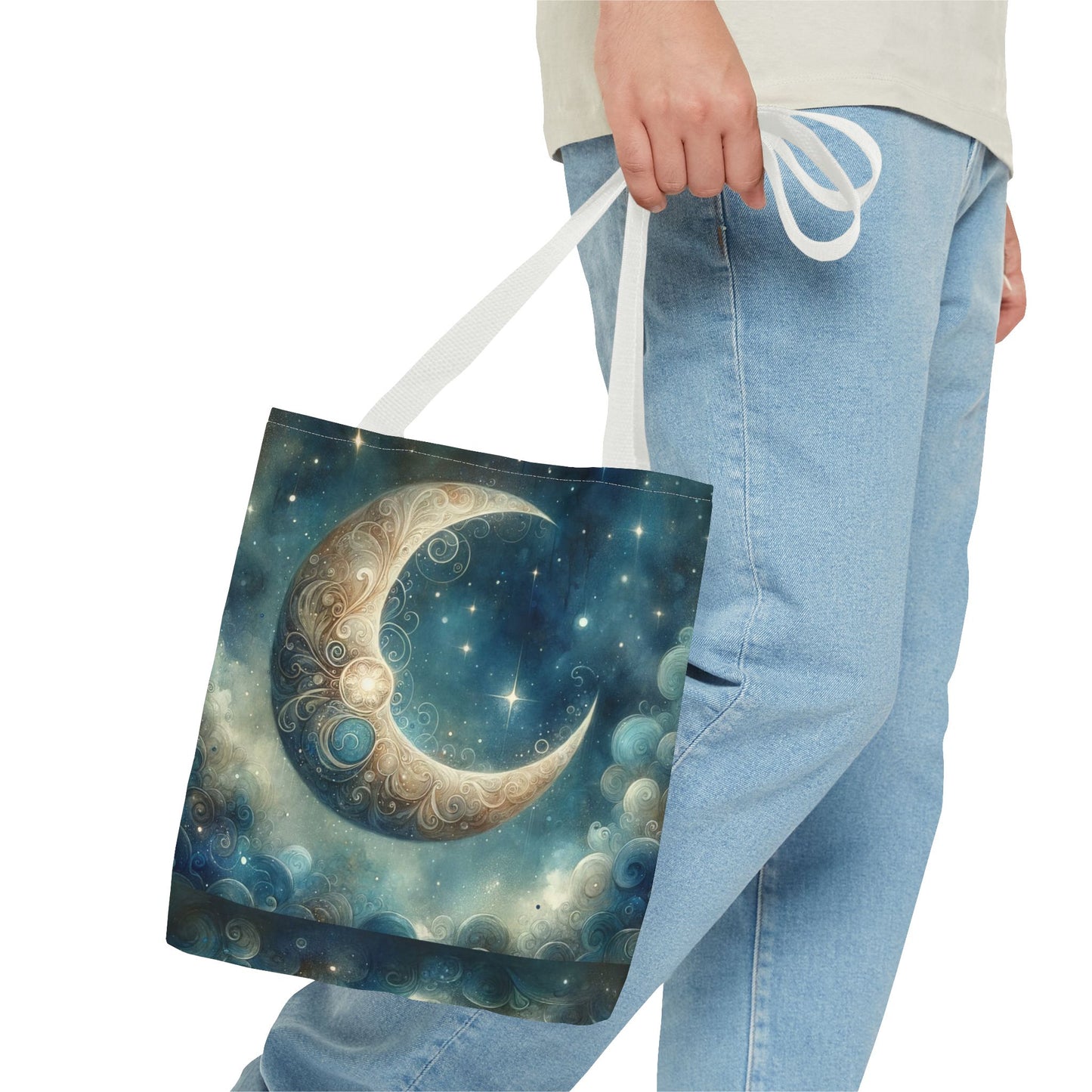 Cosmic Moon Tote Bag, Celestial Shopper Bag, Astrology Gift, Starry Night Tote, Boho Chic Bag, Eco-Friendly Carryall