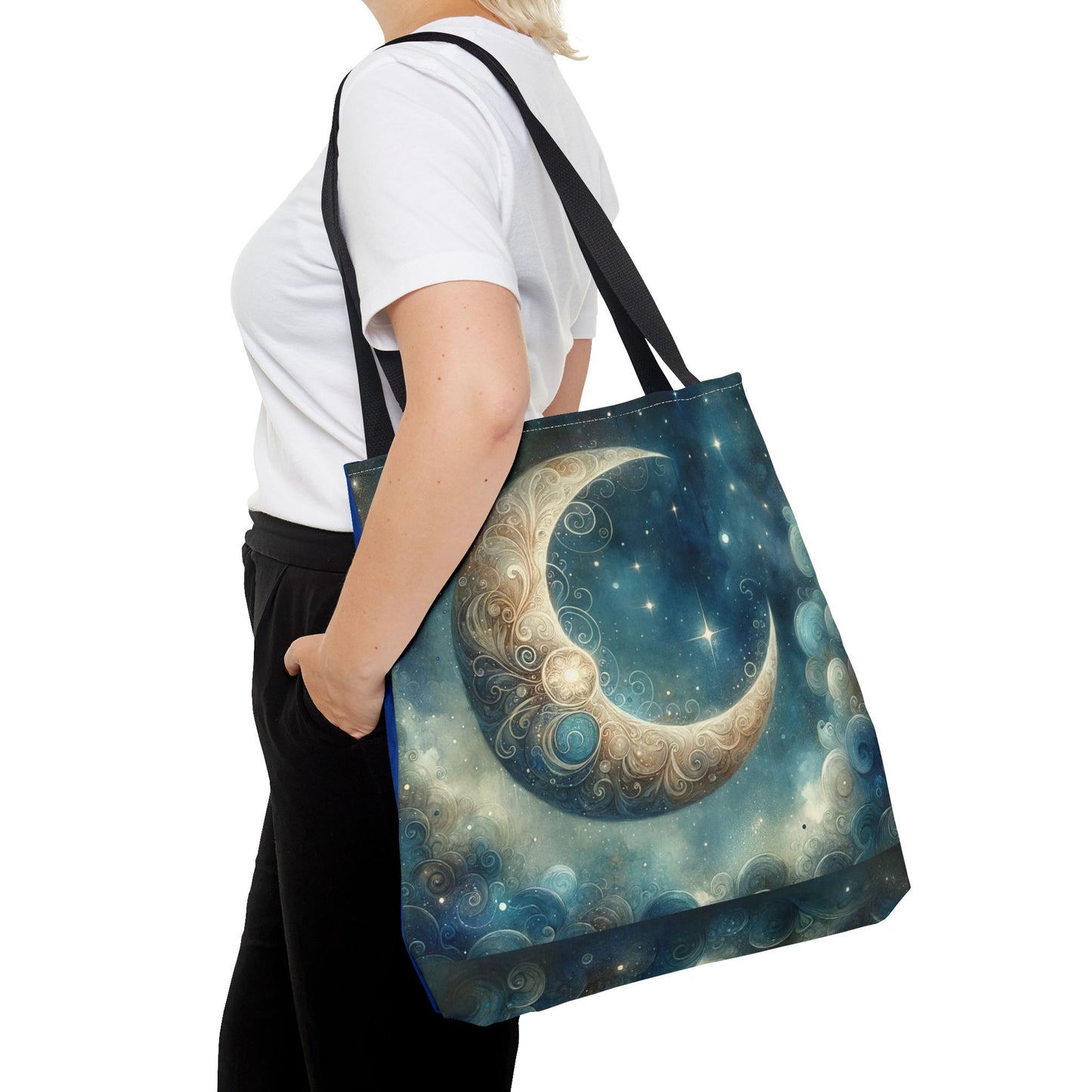 Cosmic Moon Tote Bag, Celestial Shopper Bag, Astrology Gift, Starry Night Tote, Boho Chic Bag, Eco-Friendly Carryall