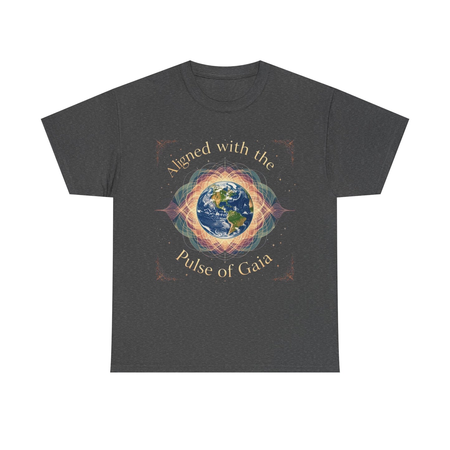 Aligned with the Pulse of Gaia – Celestial Schumann Resonance T-Shirt | Earth Elemental Tee | Cosmic Earth Tee